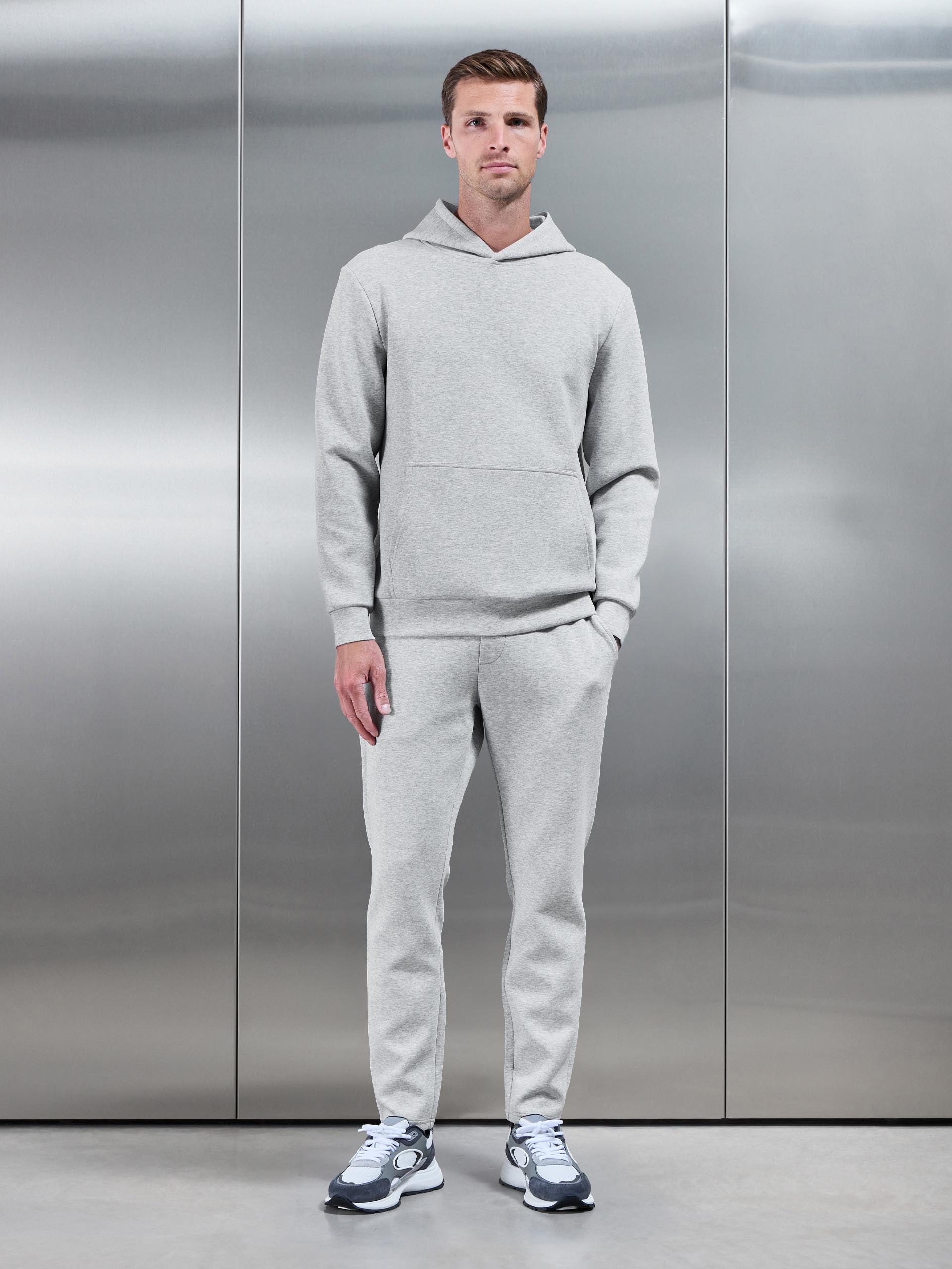 Interlock Jersey Essential Hoodie in Marl Grey