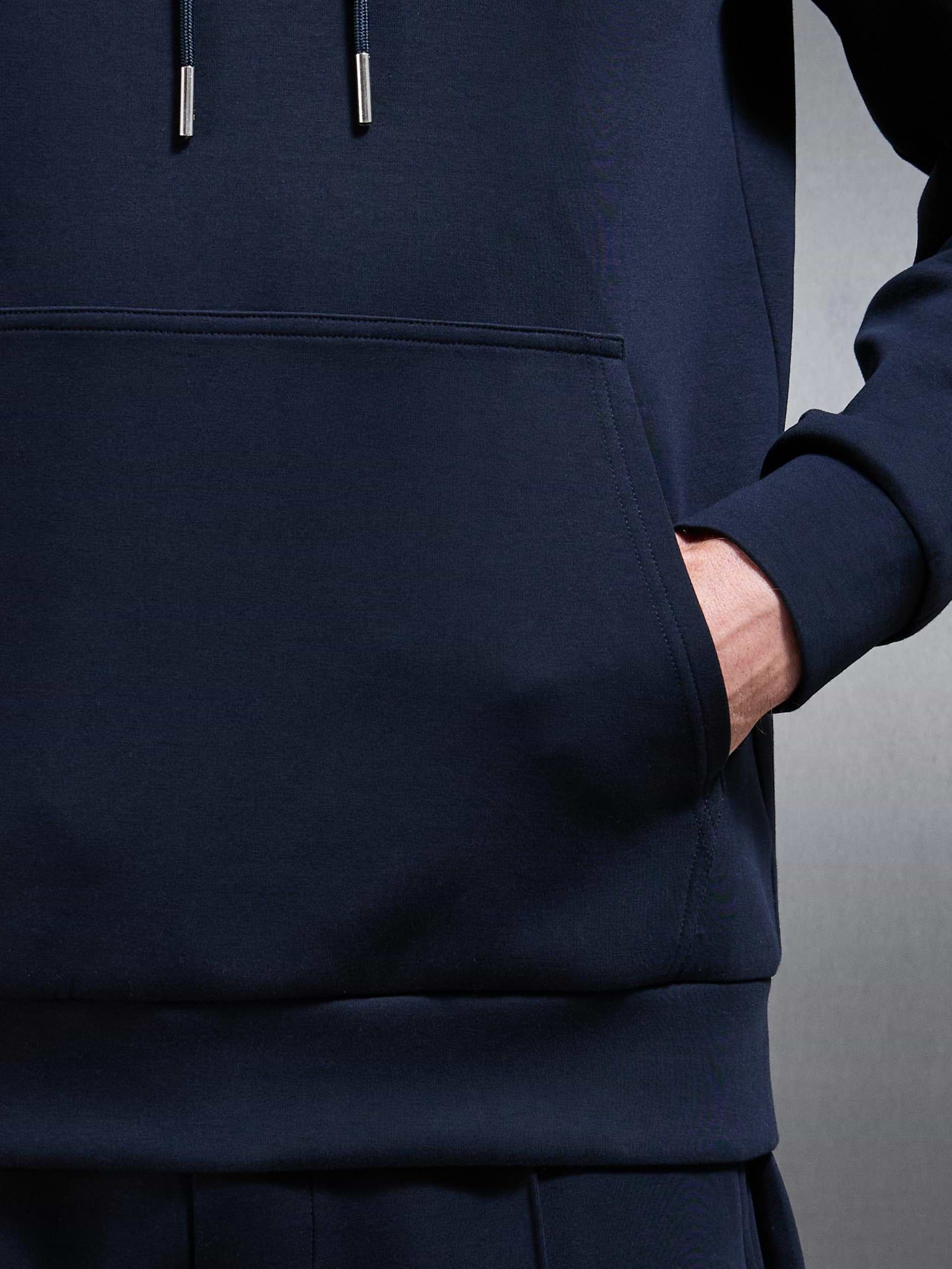 Interlock Jersey Hoodie in Navy
