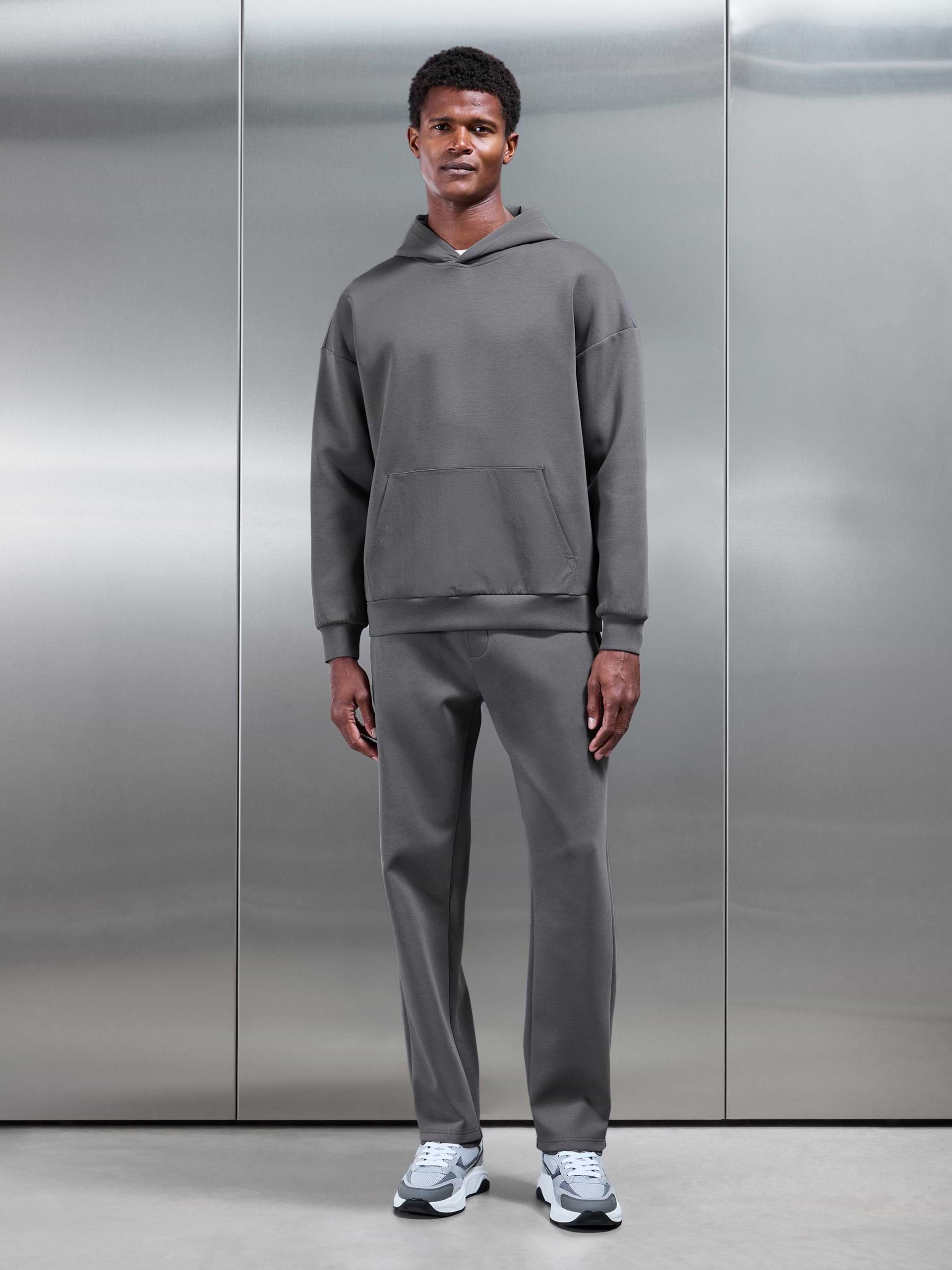 Interlock Jersey Hybrid Relaxed Hoodie in Charcoal