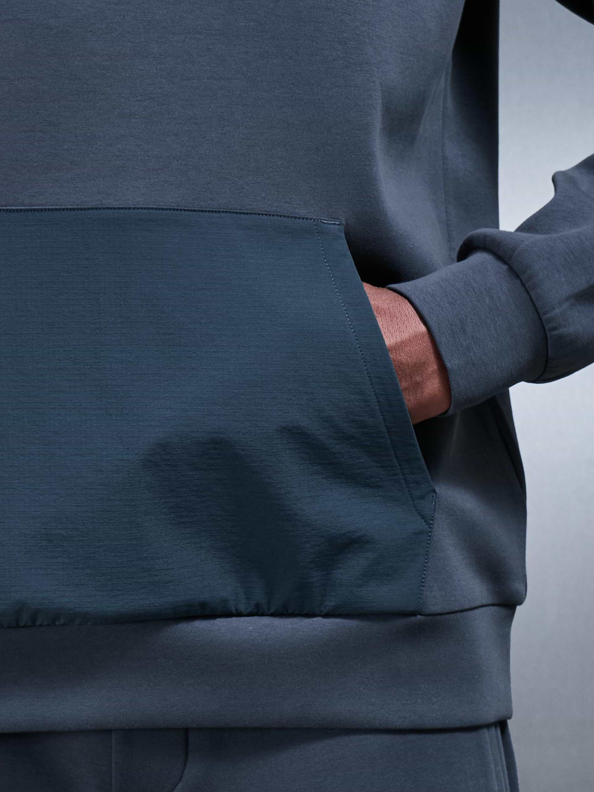 Interlock Jersey Hybrid Relaxed Hoodie in Slate Blue