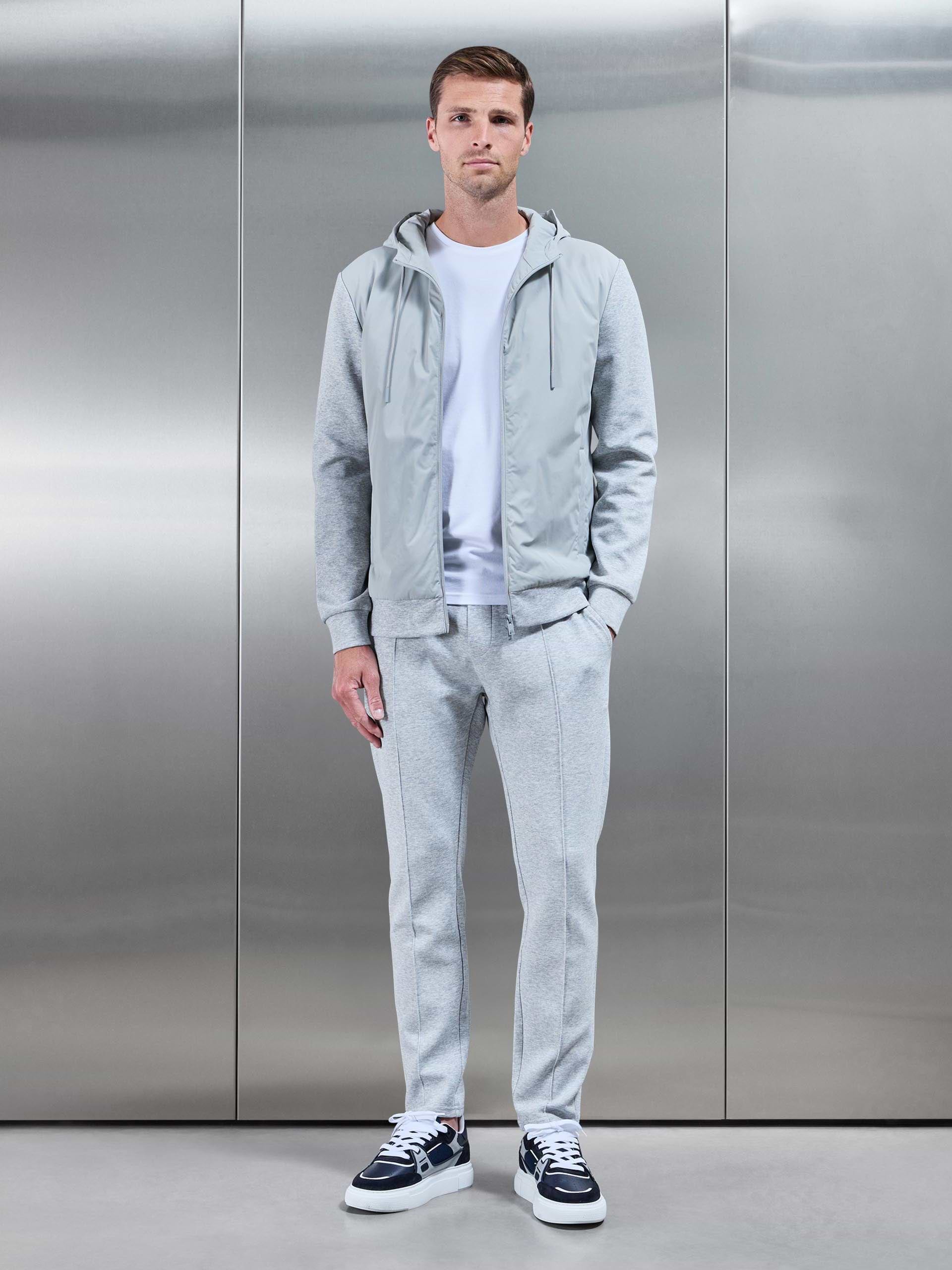 Interlock Jersey Hybrid Technical Windbreaker in Marl Grey