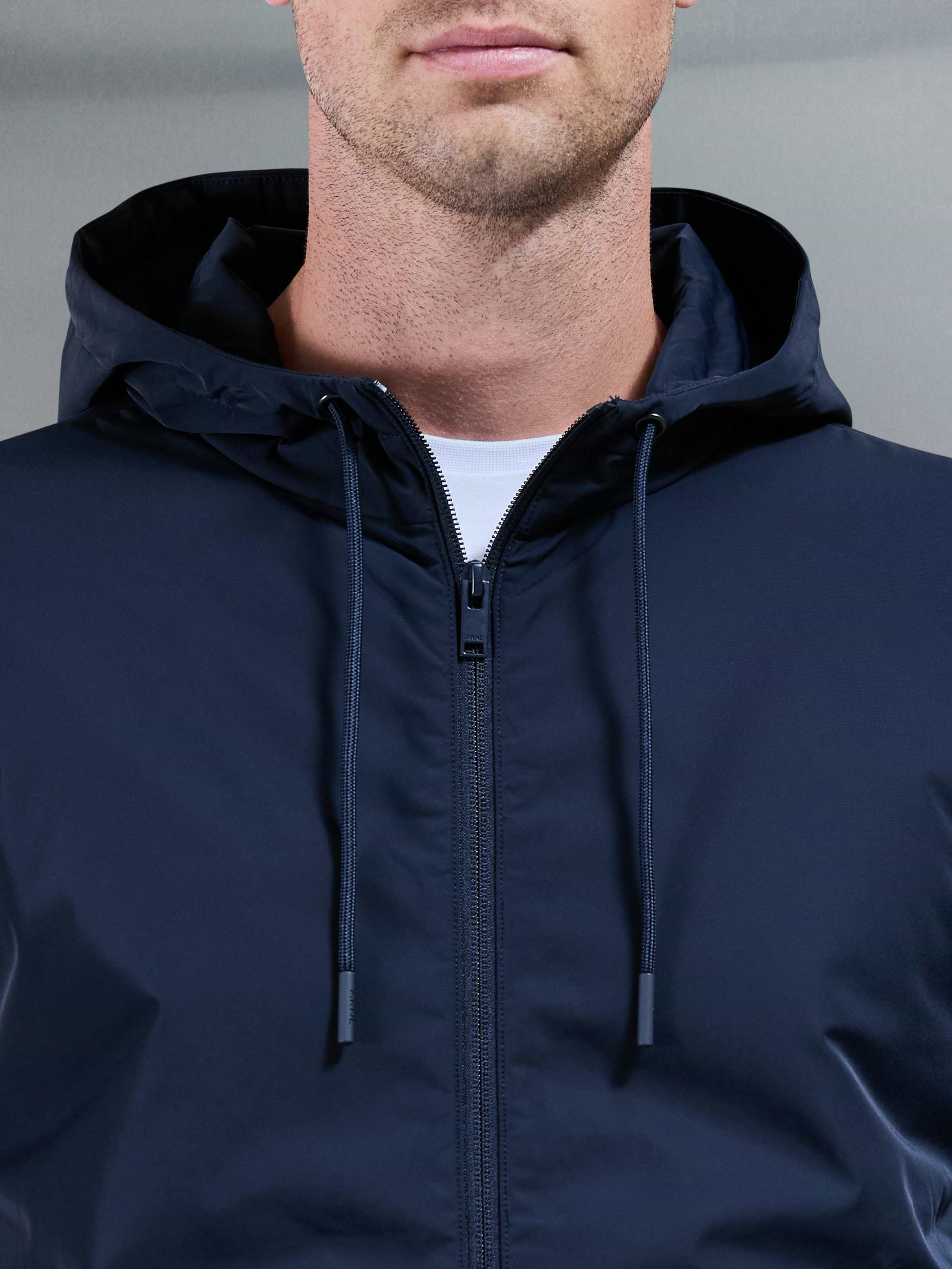 Interlock Jersey Hybrid Technical Windbreaker in Navy