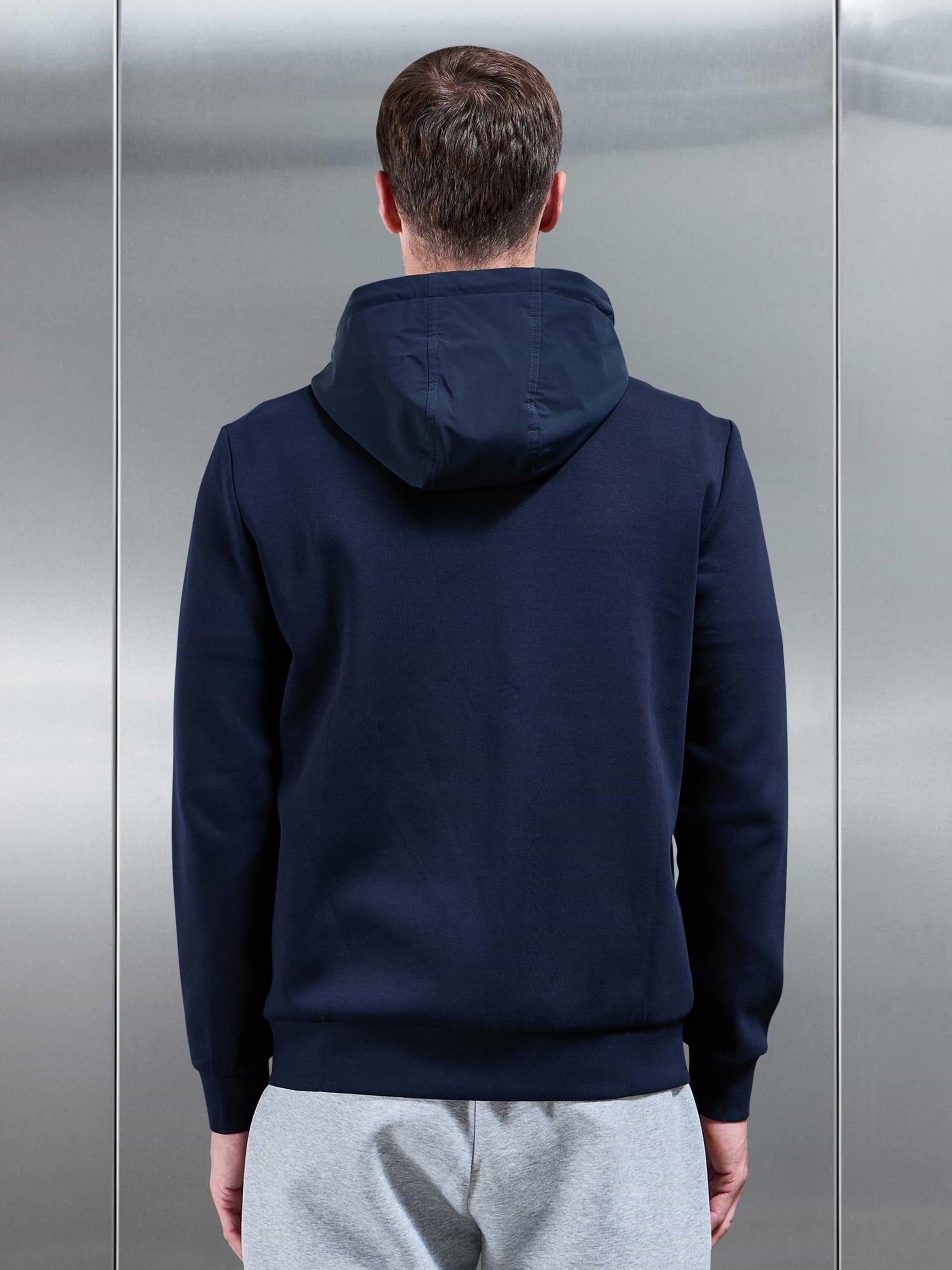 Interlock Jersey Hybrid Technical Windbreaker in Navy