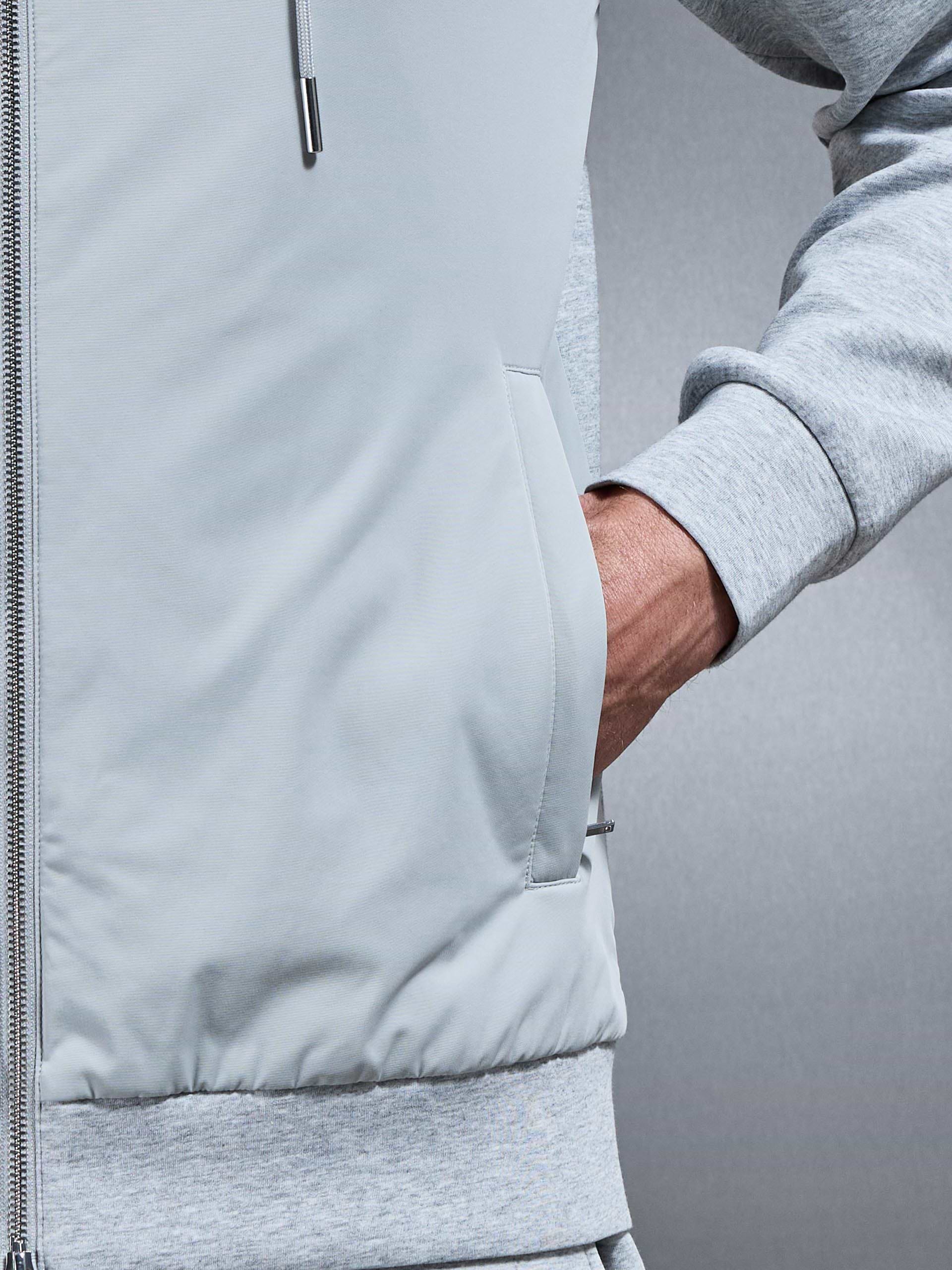 Interlock Jersey Hybrid Windbreaker in Marl Grey