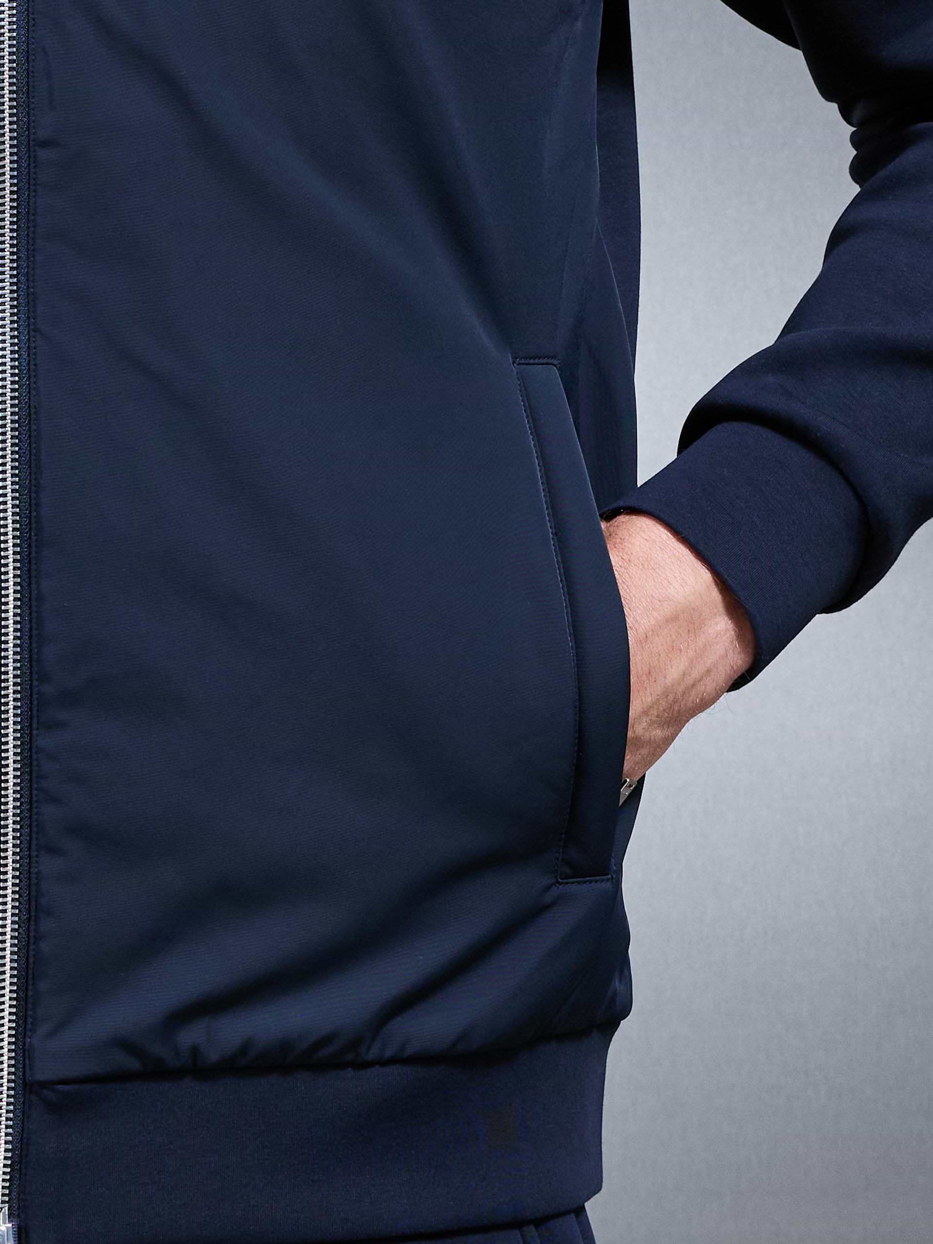 Interlock Jersey Hybrid Windbreaker in Navy