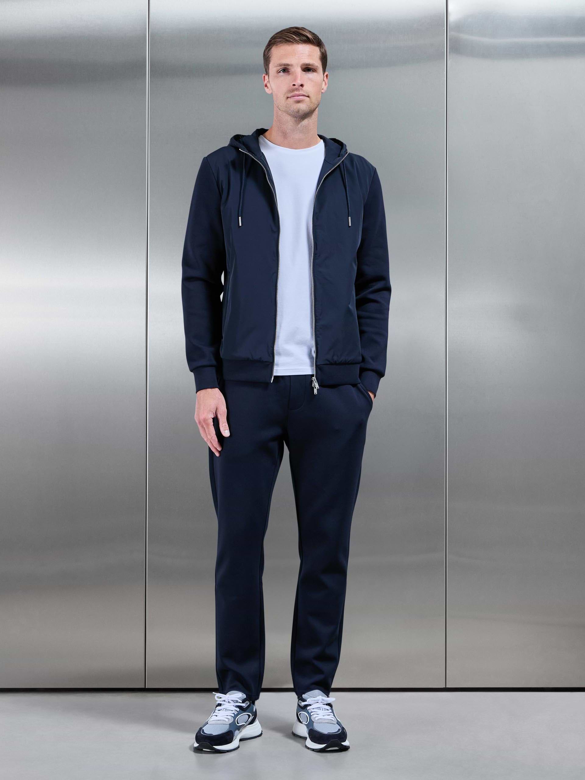 Interlock Jersey Hybrid Windbreaker in Navy