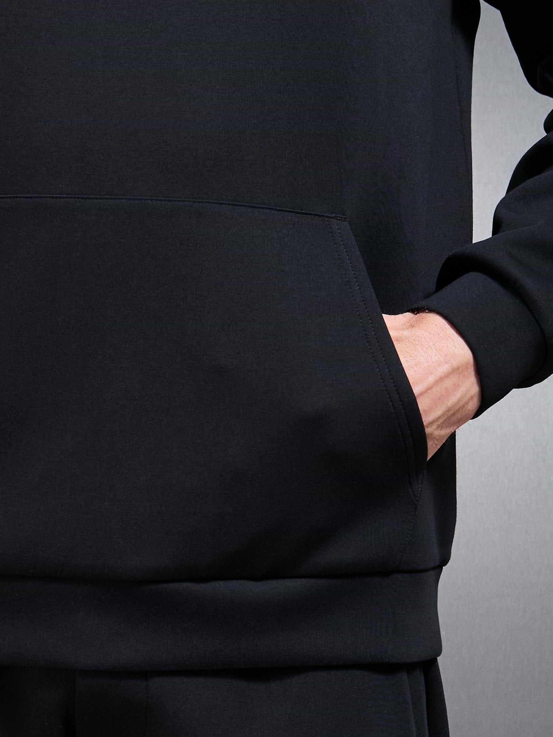 Interlock Jersey Relaxed Fit Hoodie in Black