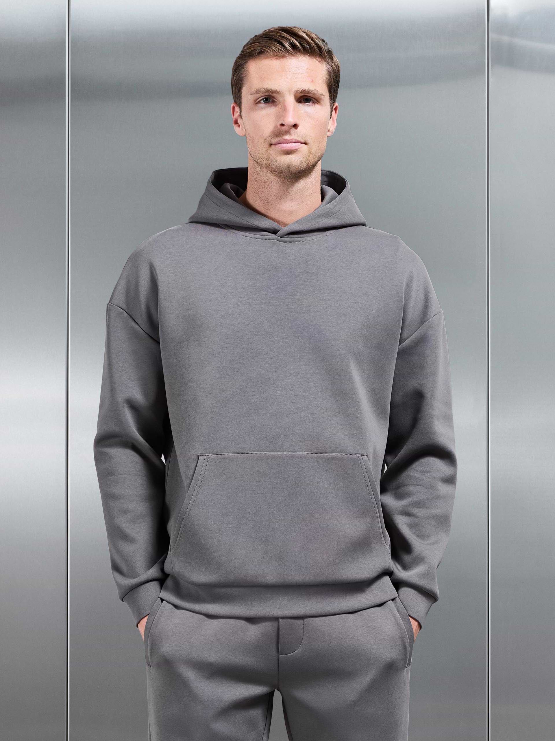 Interlock Jersey Relaxed Fit Hoodie in Charcoal