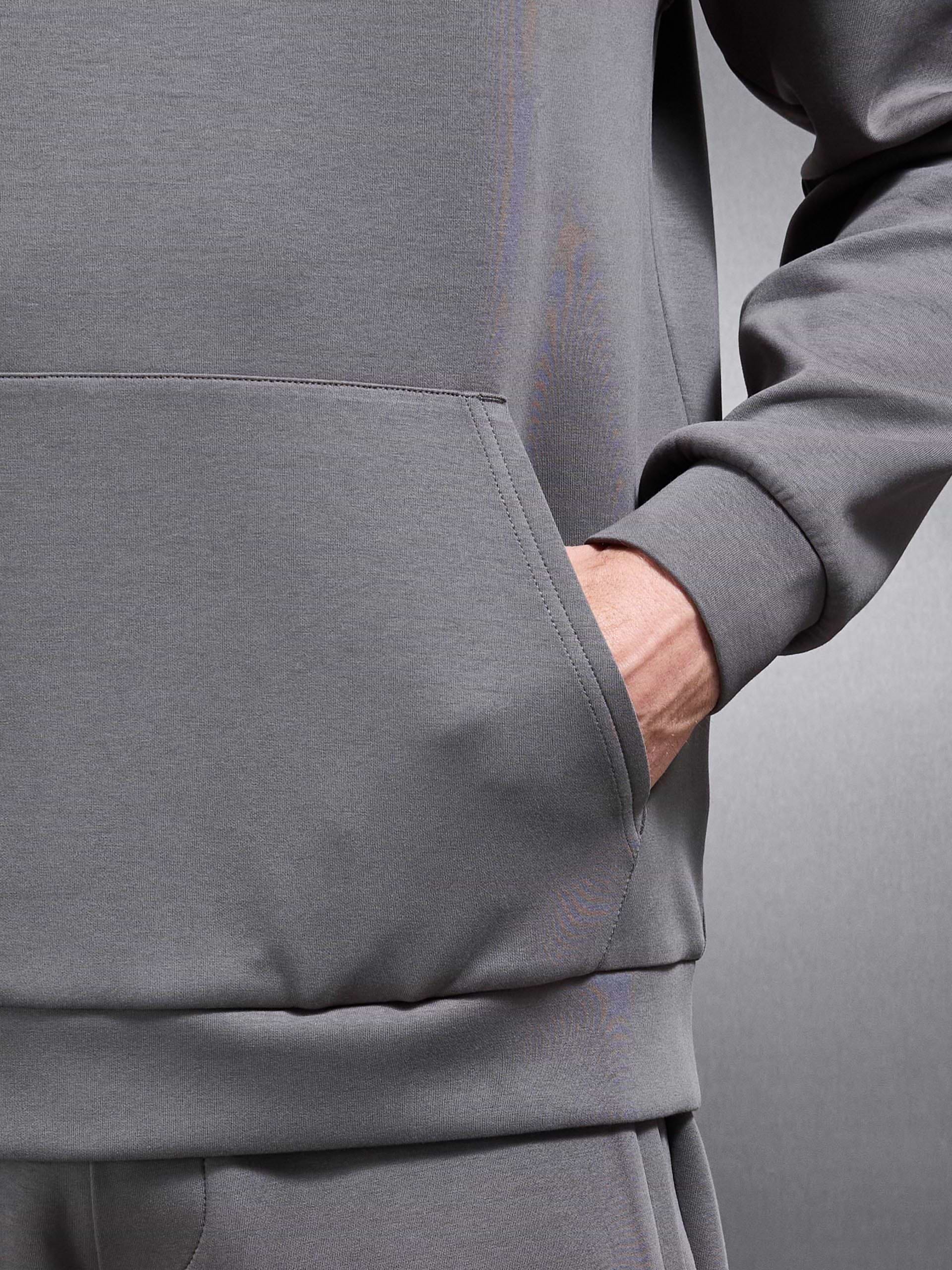 Interlock Jersey Relaxed Fit Hoodie in Charcoal