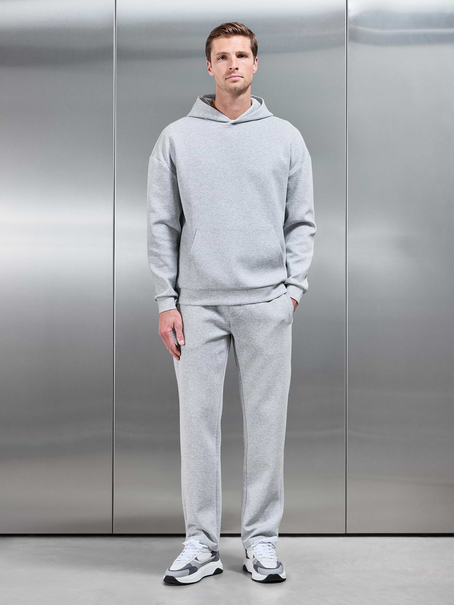 Interlock Jersey Relaxed Fit Hoodie in Marl Grey