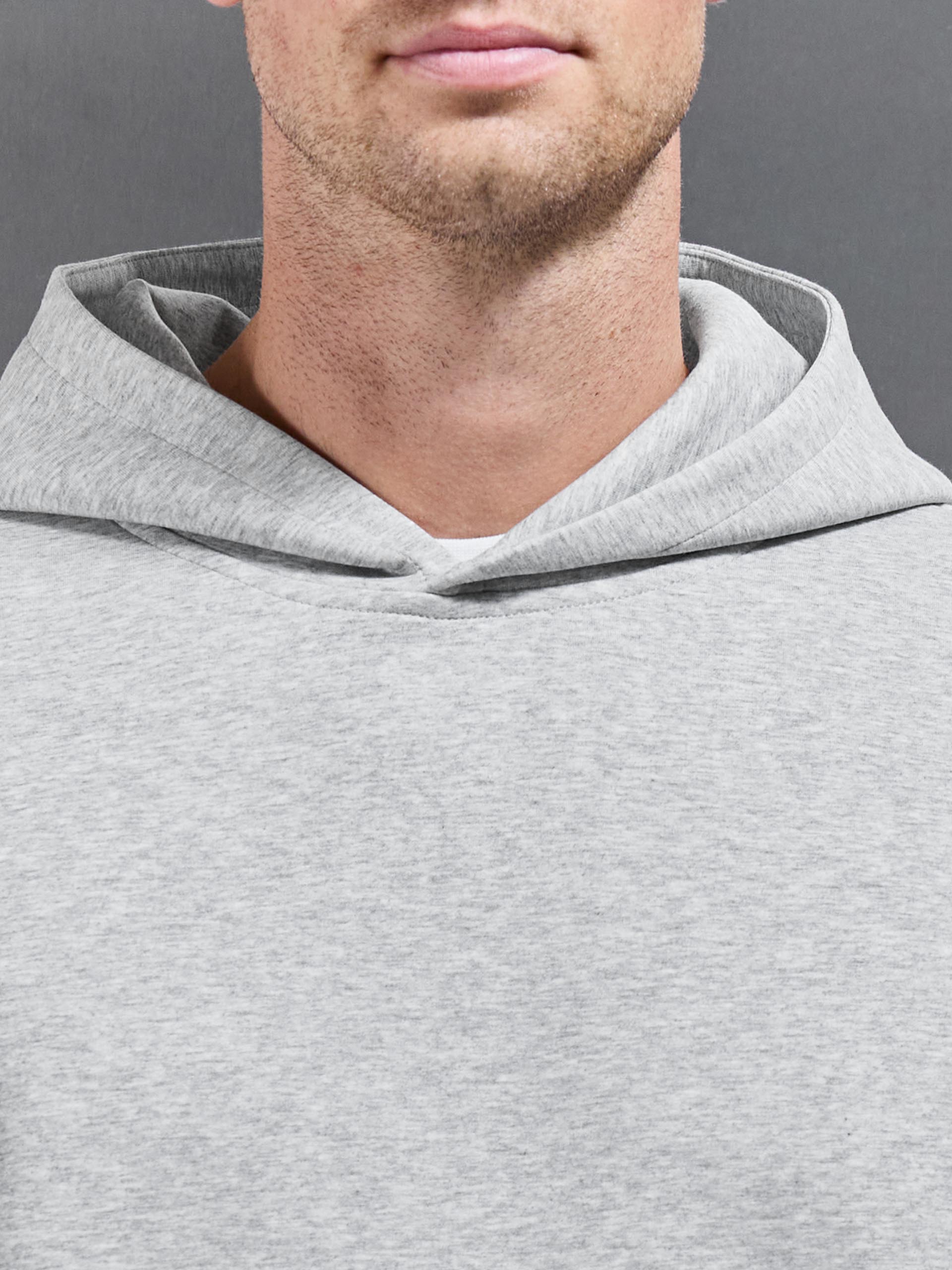 Interlock Jersey Relaxed Fit Hoodie in Marl Grey