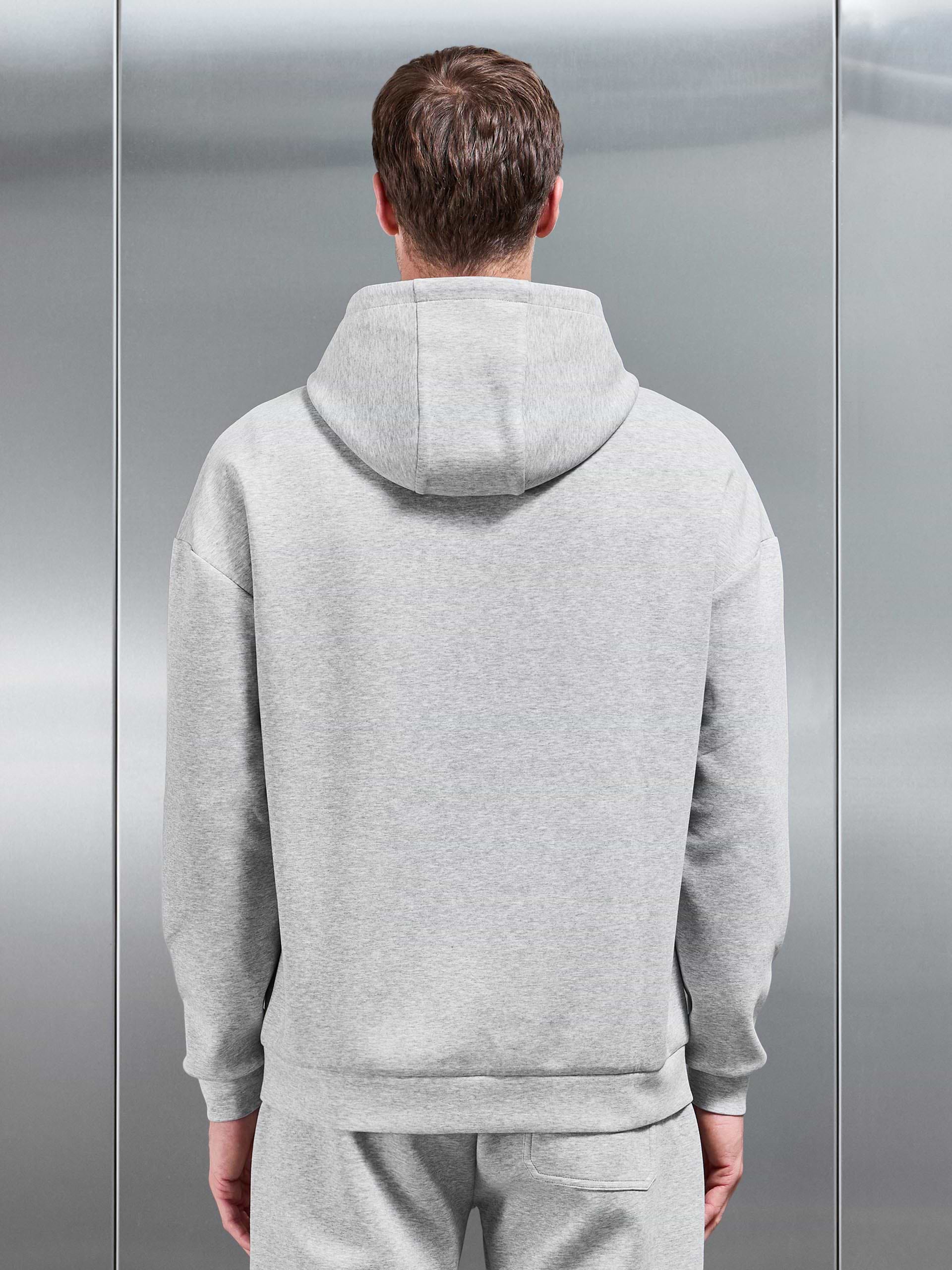 Interlock Jersey Relaxed Fit Hoodie in Marl Grey