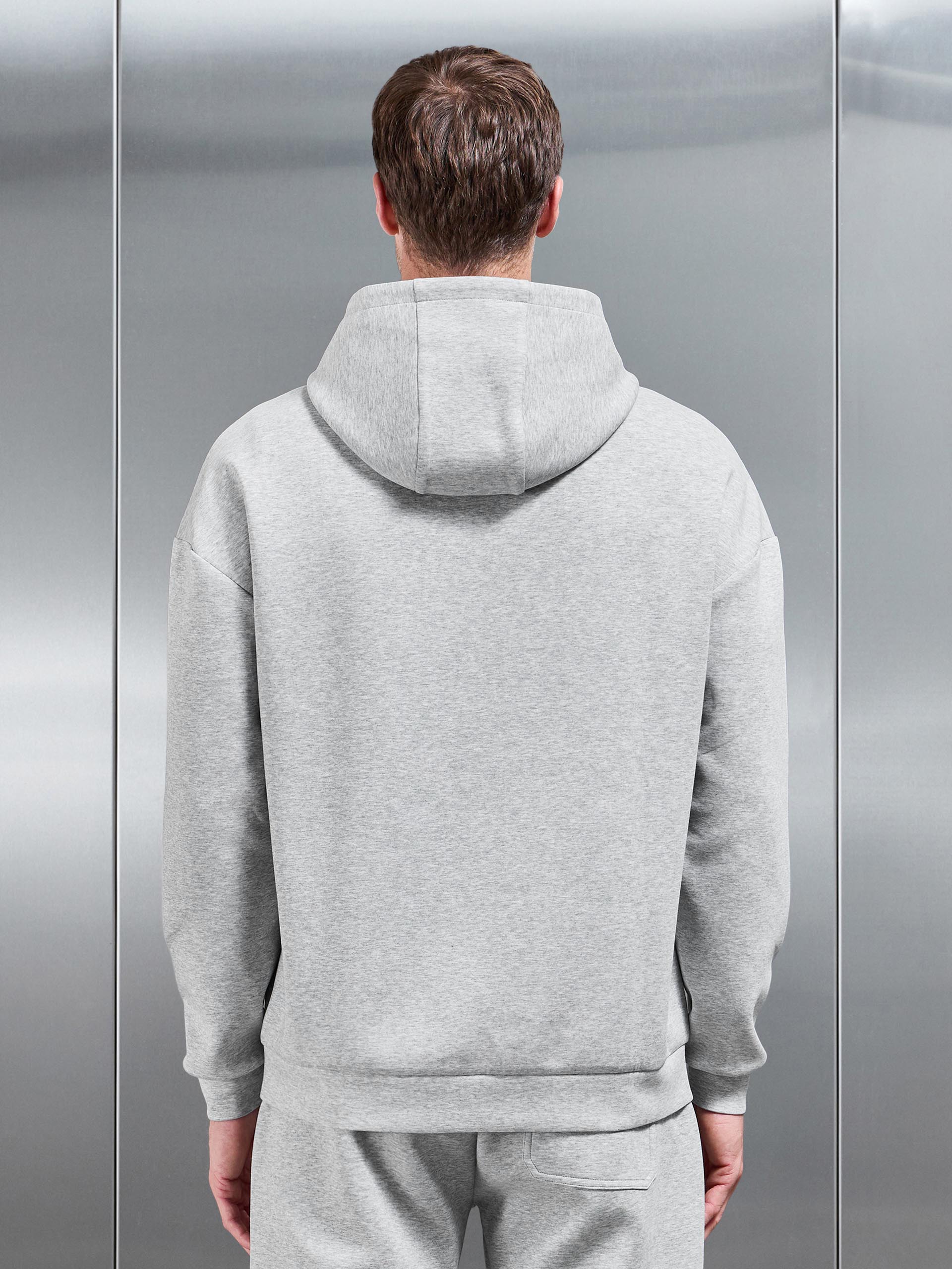 Interlock Jersey Relaxed Fit Hoodie in Marl Grey