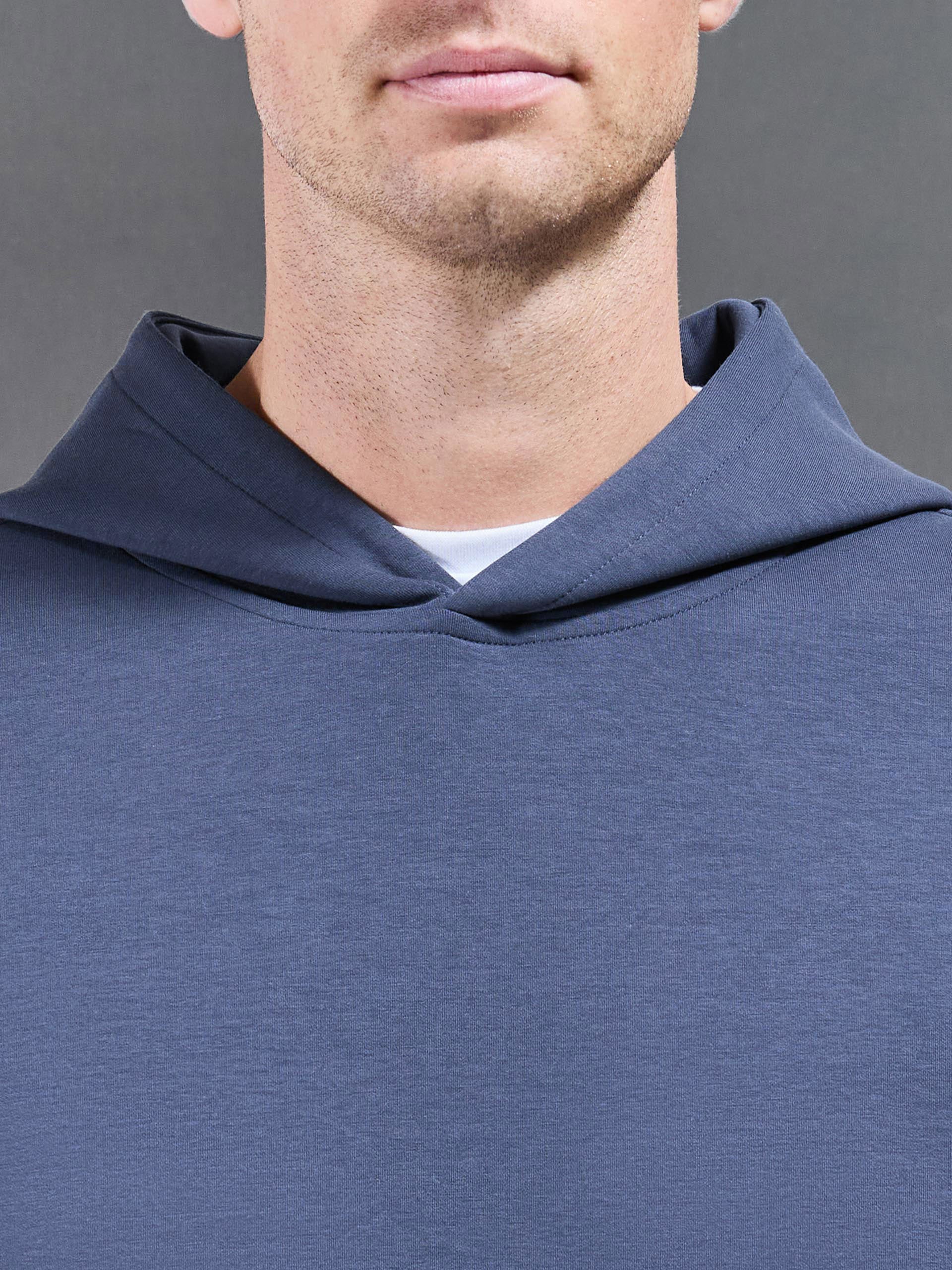 Interlock Jersey Relaxed Fit Hoodie in Slate Blue