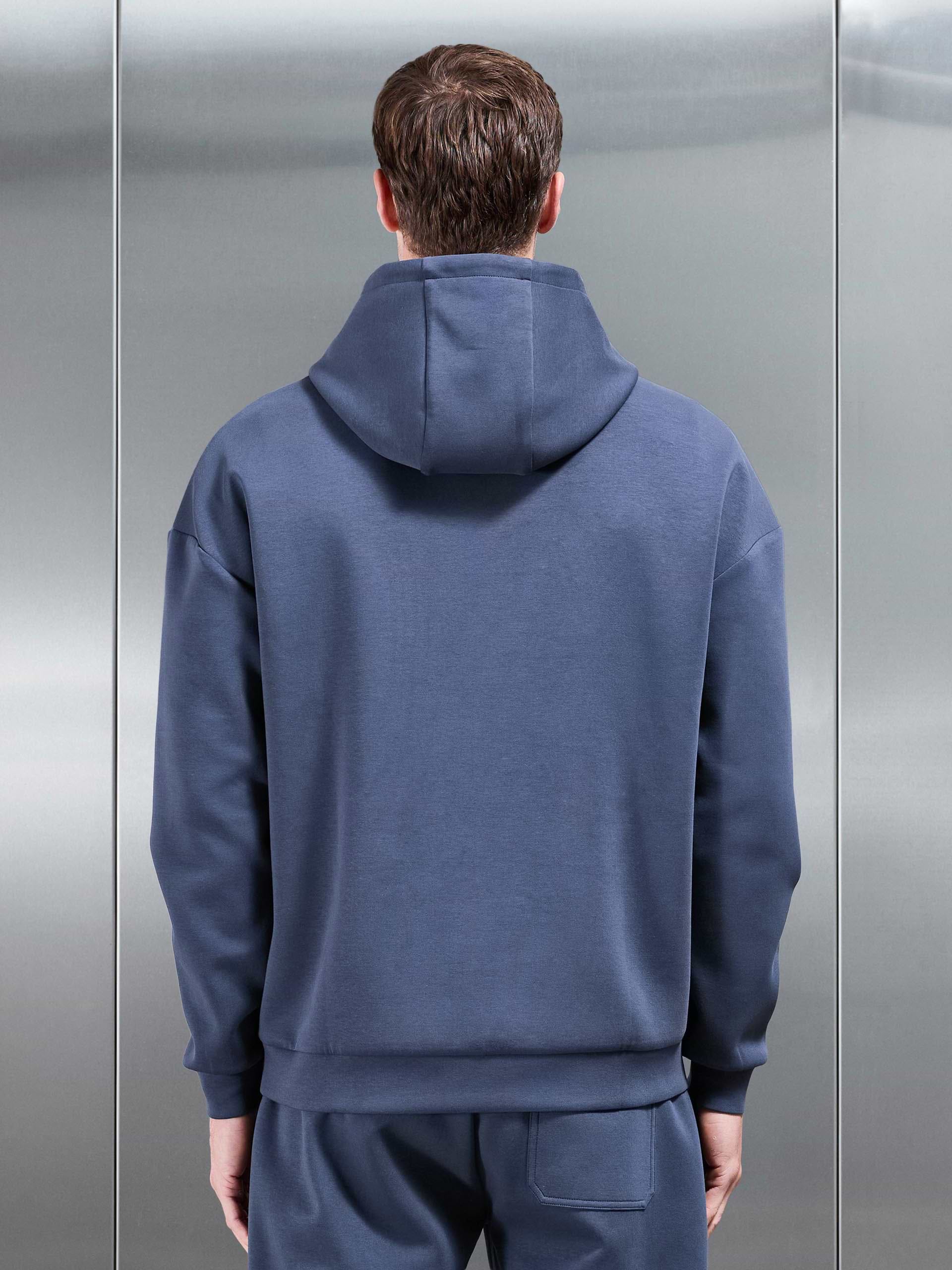 Interlock Jersey Relaxed Fit Hoodie in Slate Blue