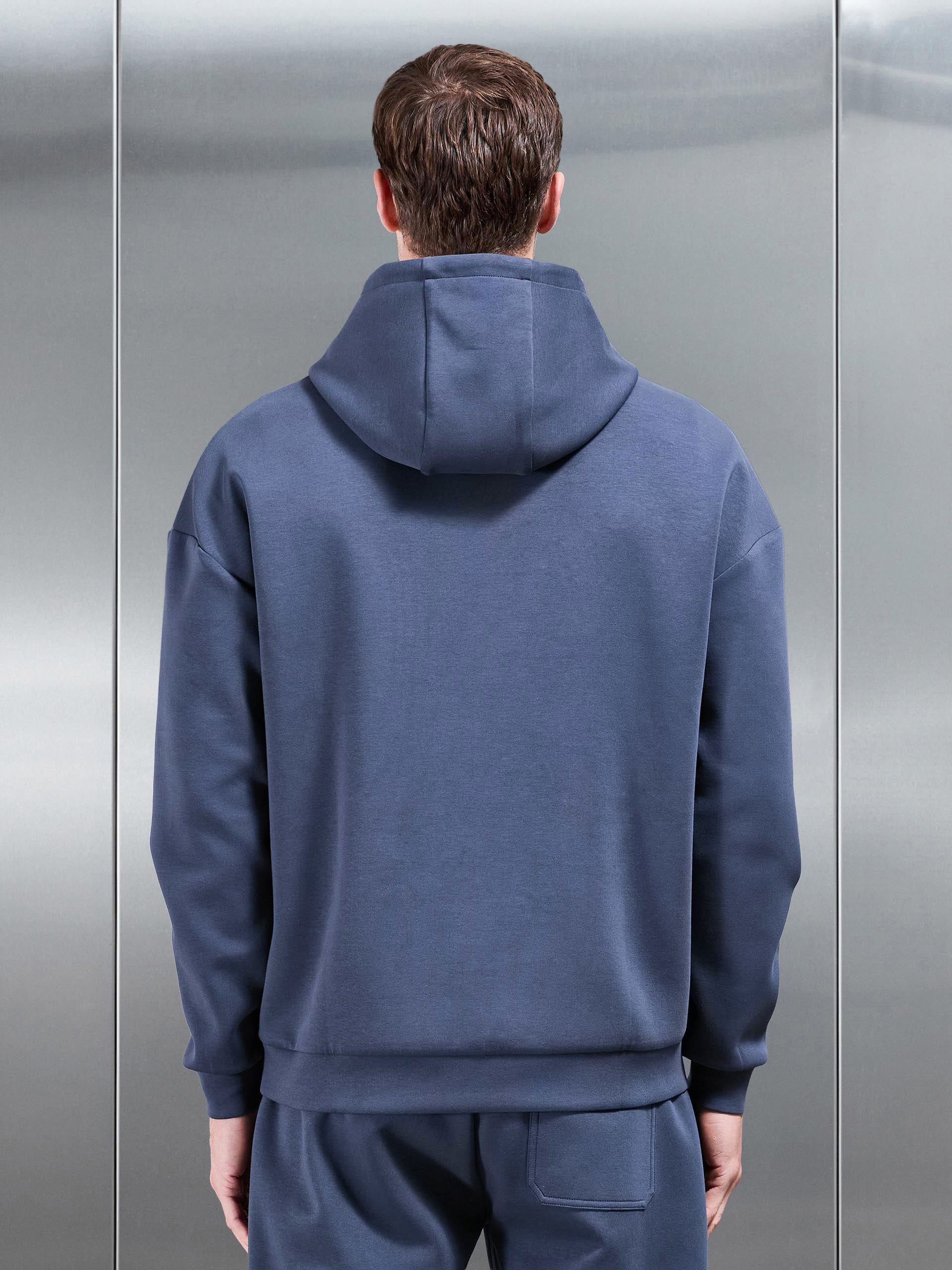 Interlock Jersey Relaxed Fit Hoodie in Slate Blue