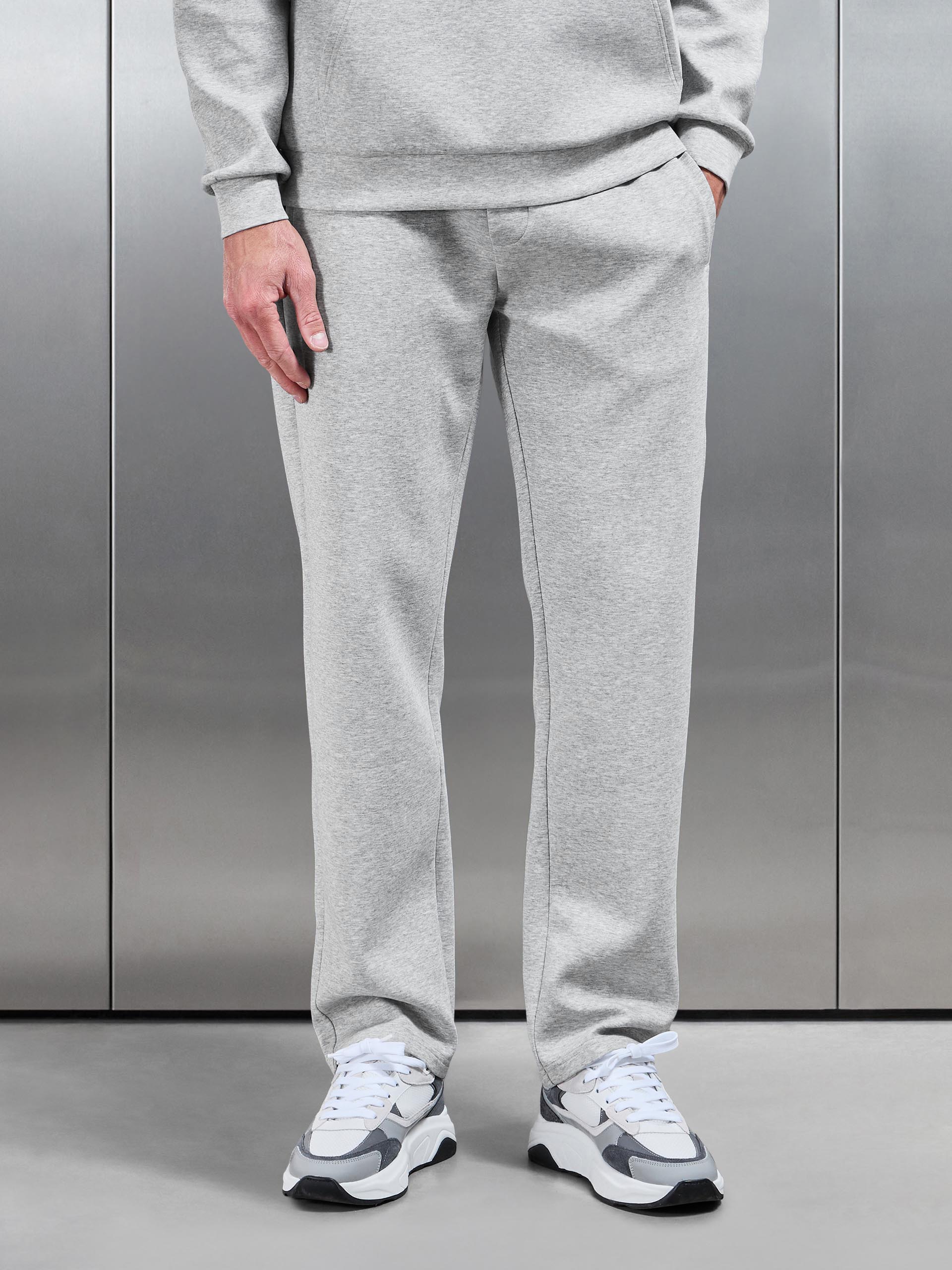 Interlock Jersey Straight Leg Jogger in Marl Grey | ARNE ES