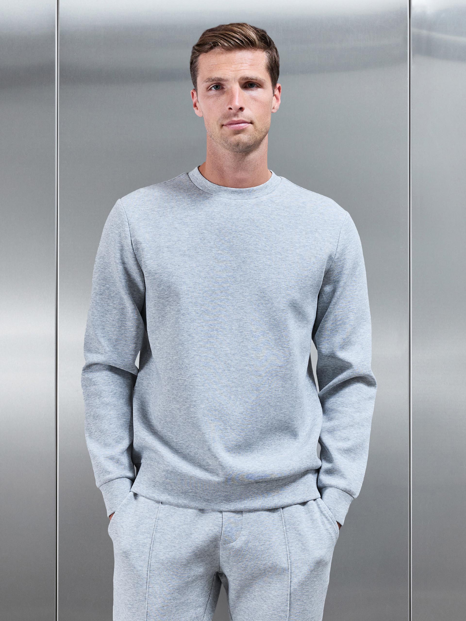Interlock Jersey Sweatshirt in Marl Grey