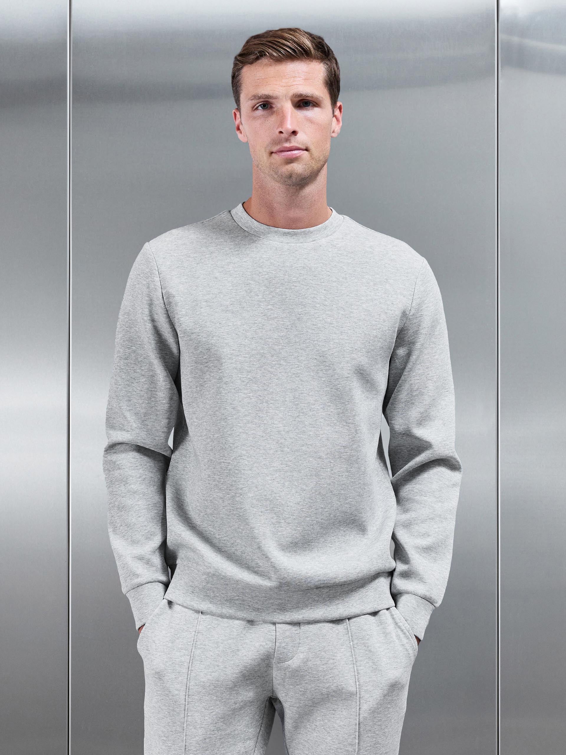 Interlock Jersey Sweatshirt in Marl Grey
