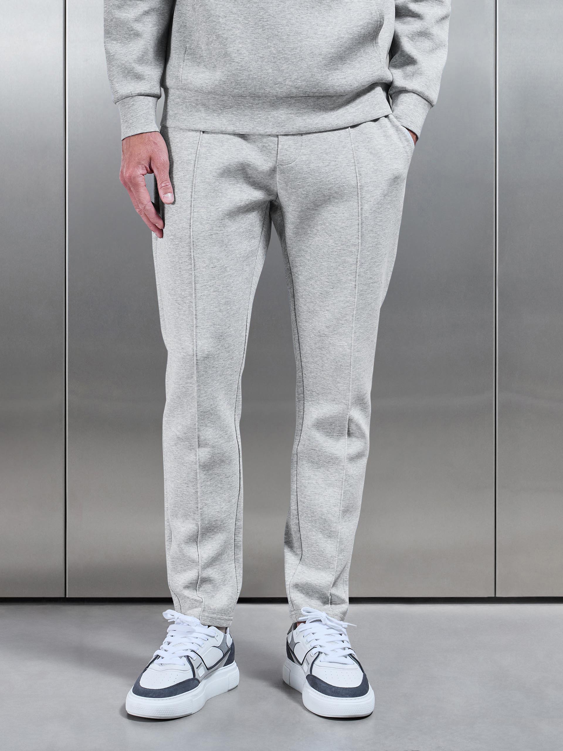 Interlock Jersey Tapered Jogger in Marl Grey