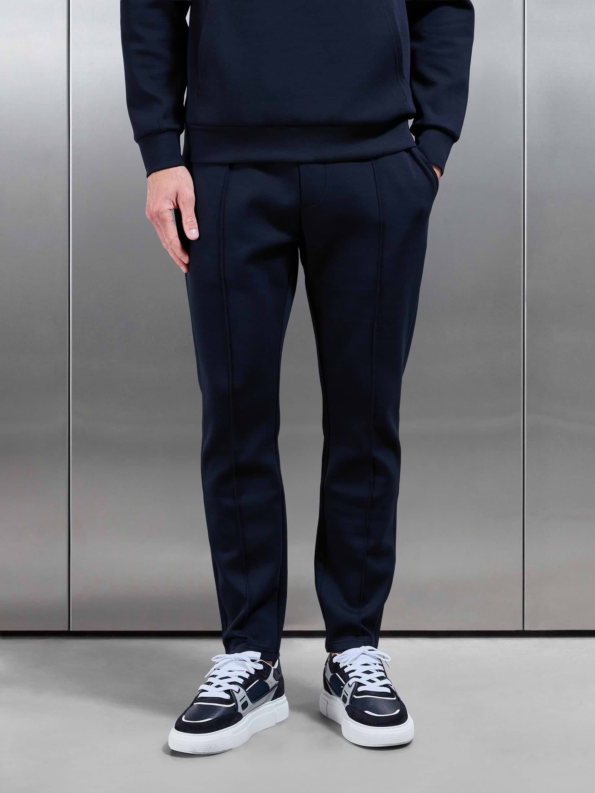 Interlock Jersey Tapered Jogger in Navy