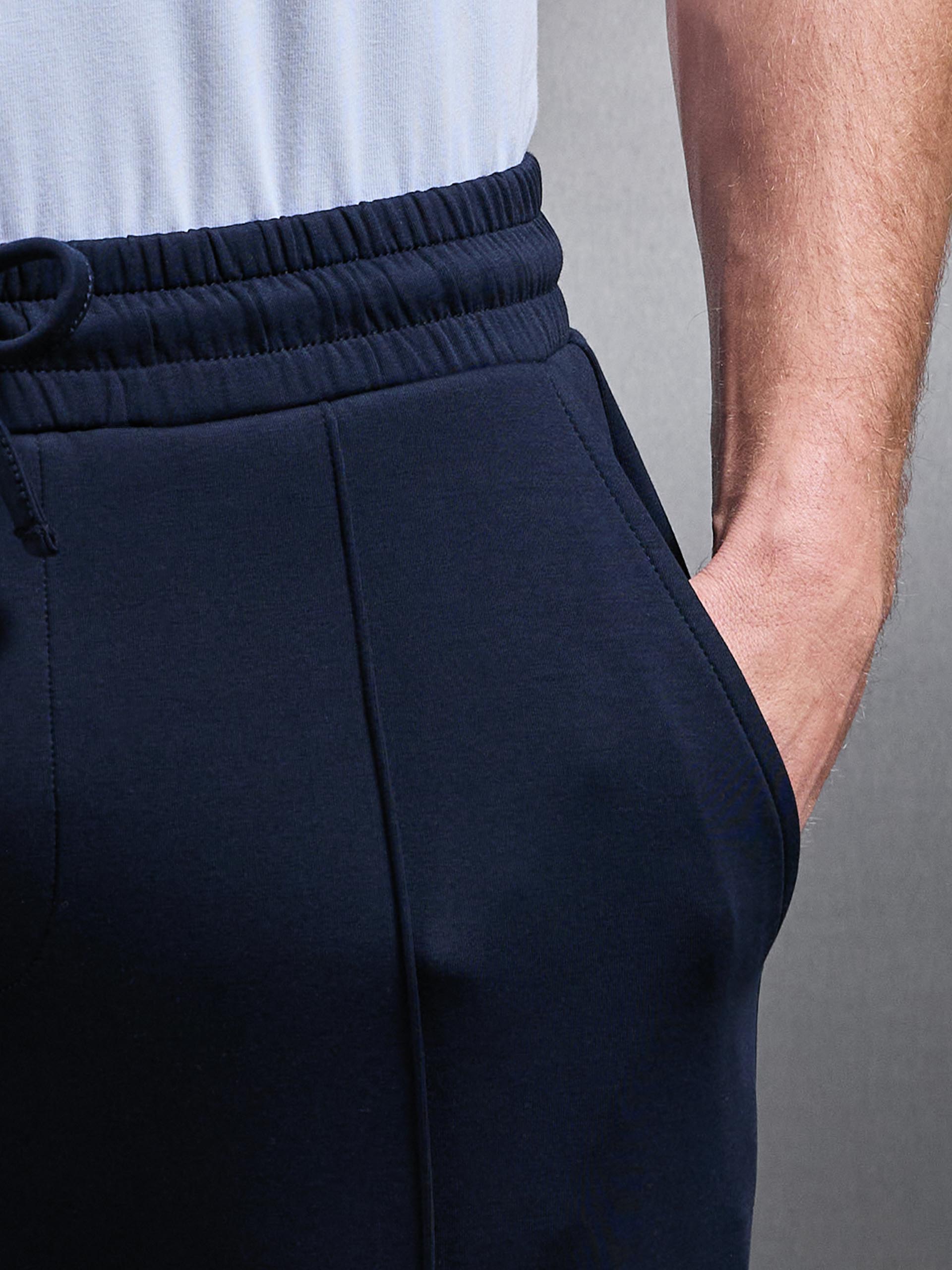 Interlock Jersey Tapered Jogger in Navy