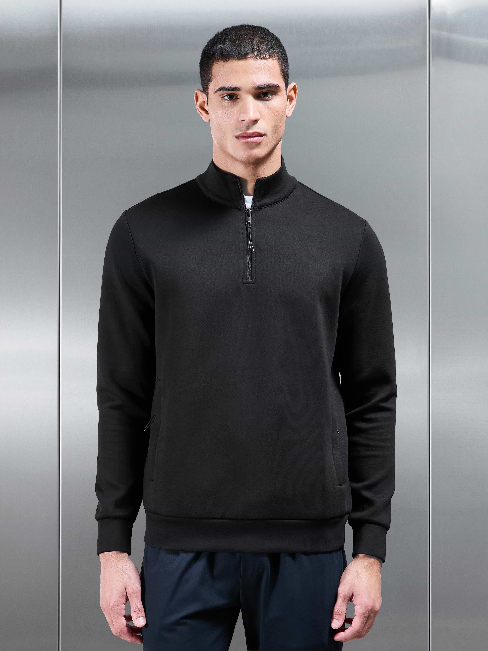 Interlock Jersey Technical Half Zip in Black