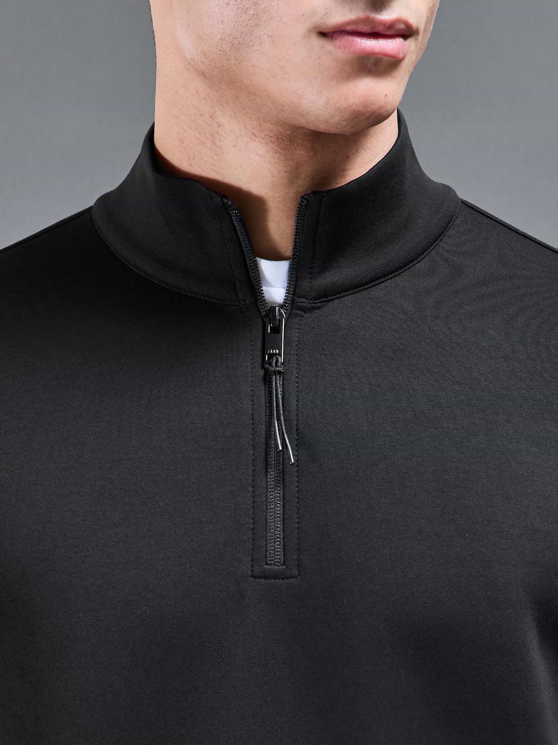Interlock Jersey Technical Half Zip in Black
