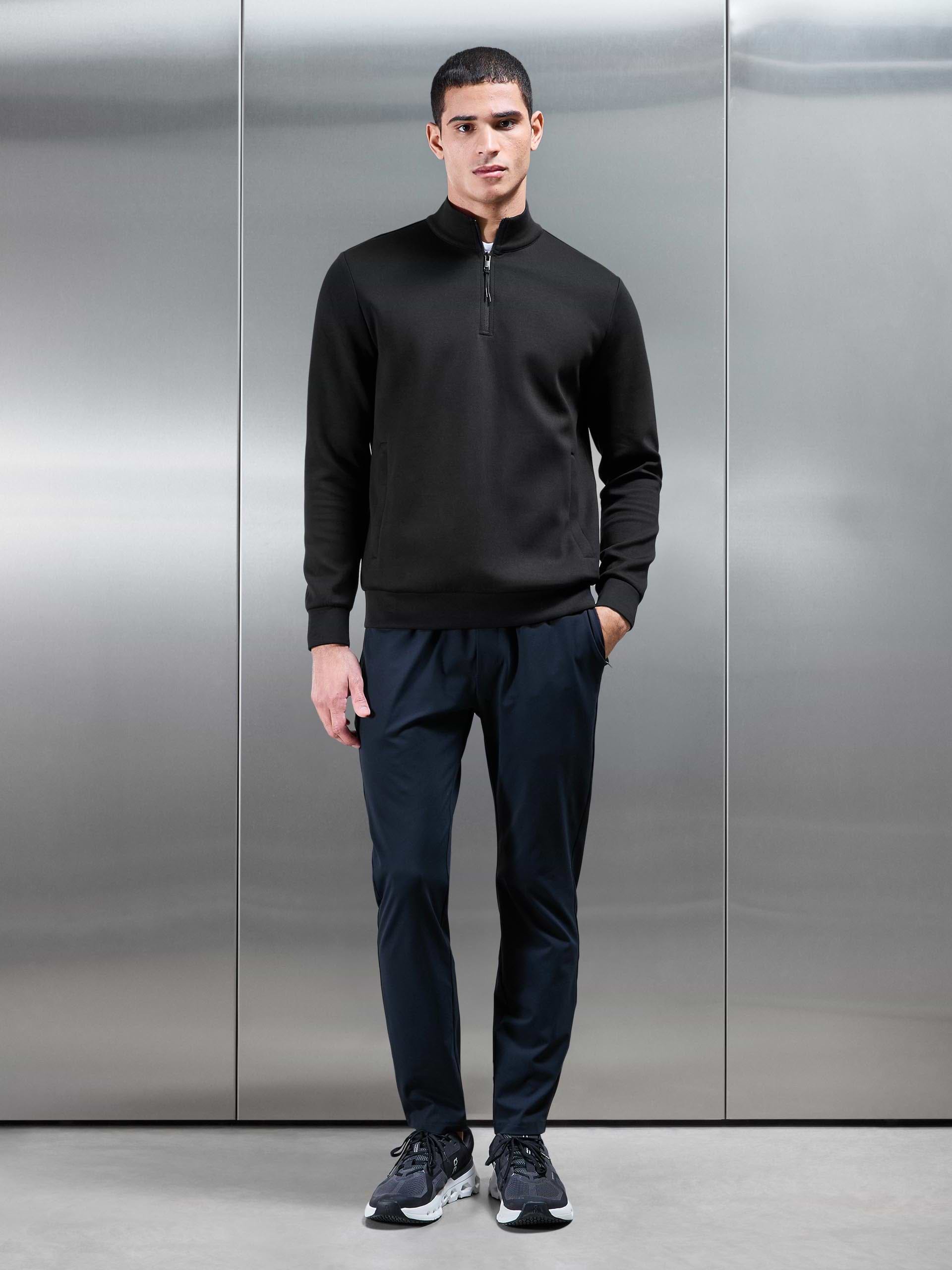 Interlock Jersey Technical Half Zip in Black
