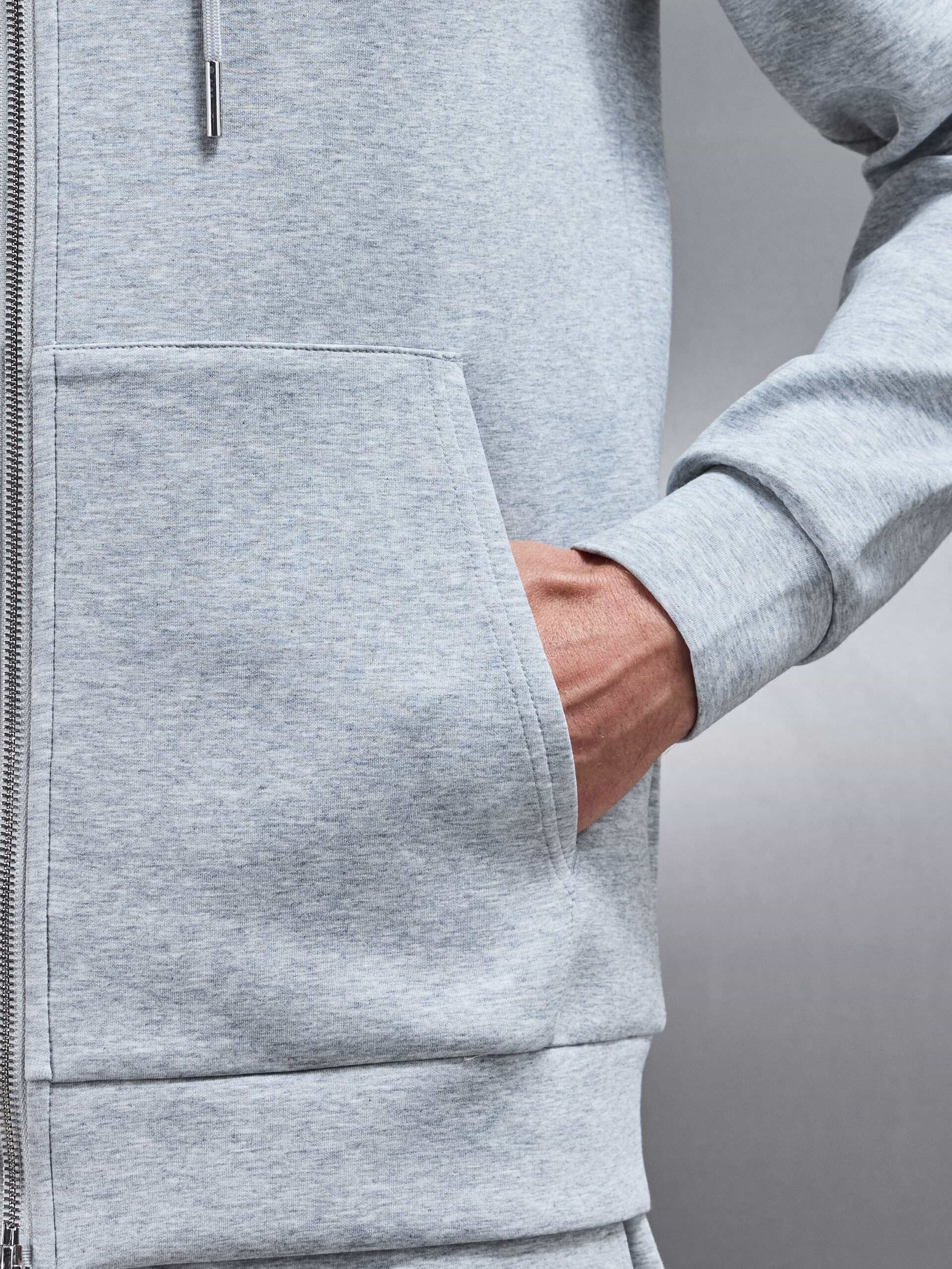 Interlock Jersey Zip Hoodie in Marl Grey