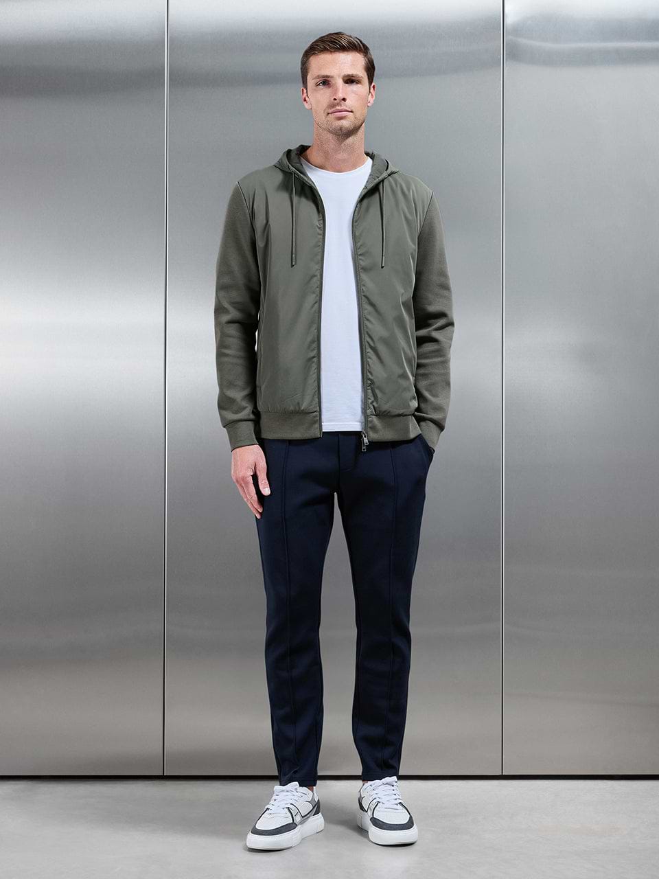 Interlock Jersey Hybrid Technical Windbreaker in Sage