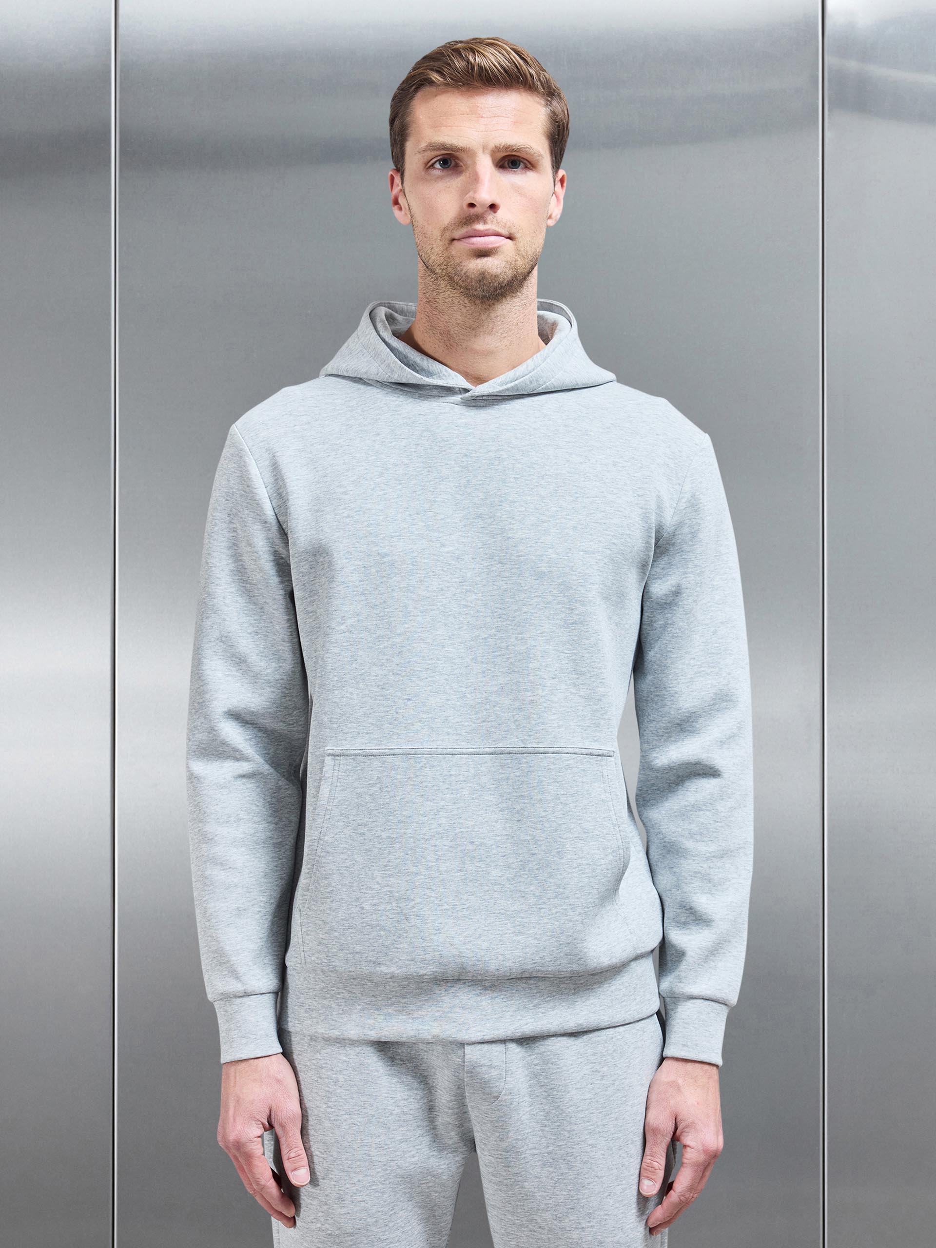 Interlock Jersey Essential Hoodie in Marl Grey