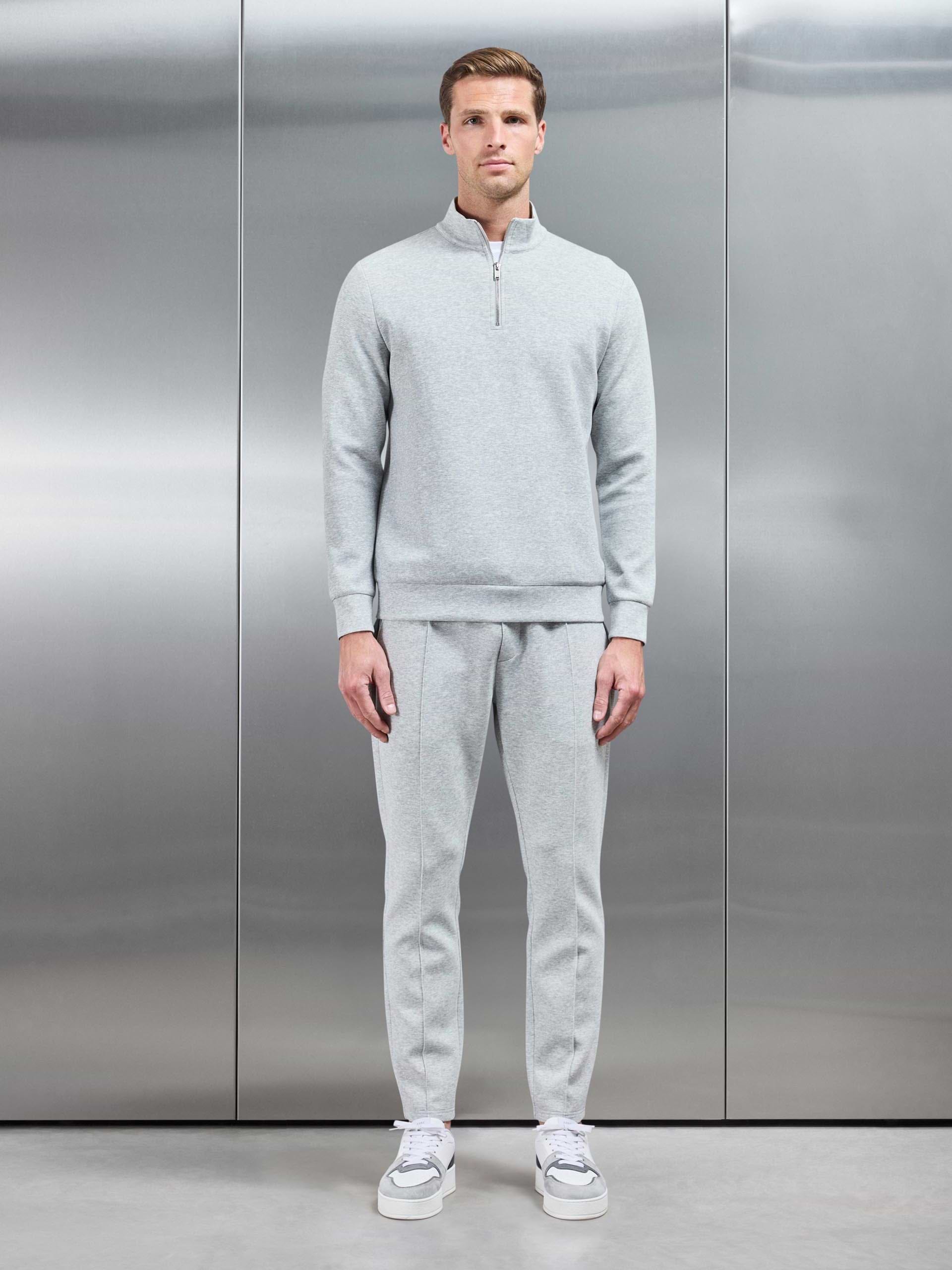 Interlock Jersey Half Zip in Marl Grey