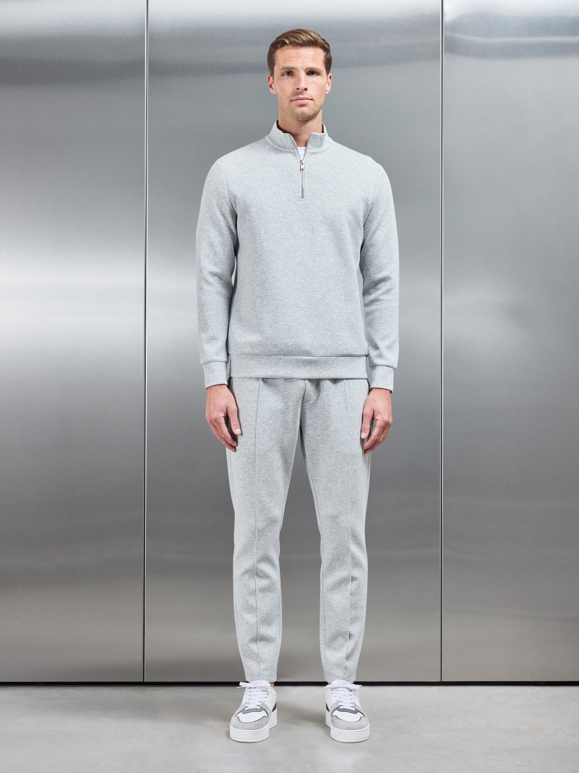 Interlock Jersey Half Zip in Marl Grey