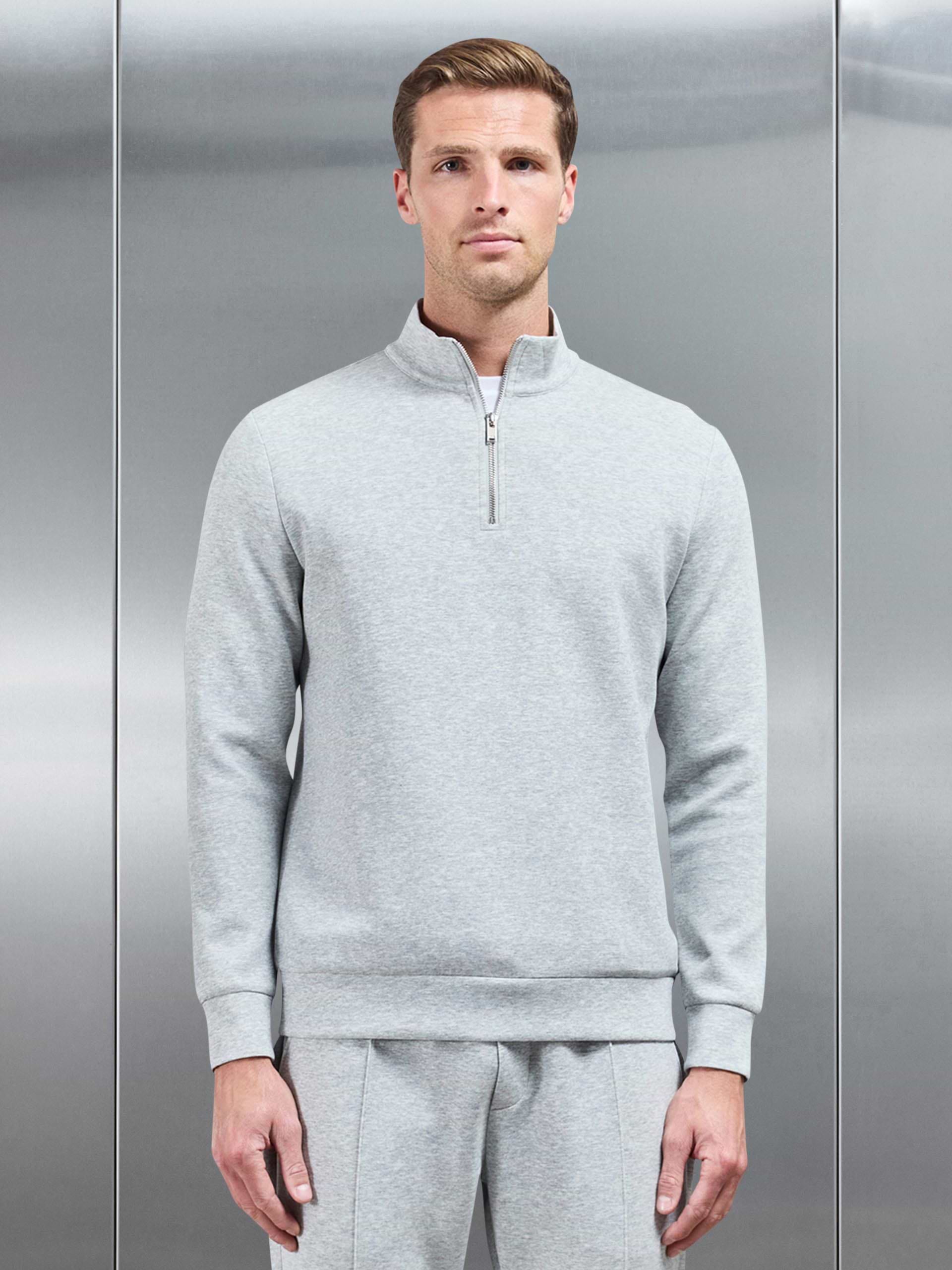 Interlock Jersey Half Zip in Marl Grey
