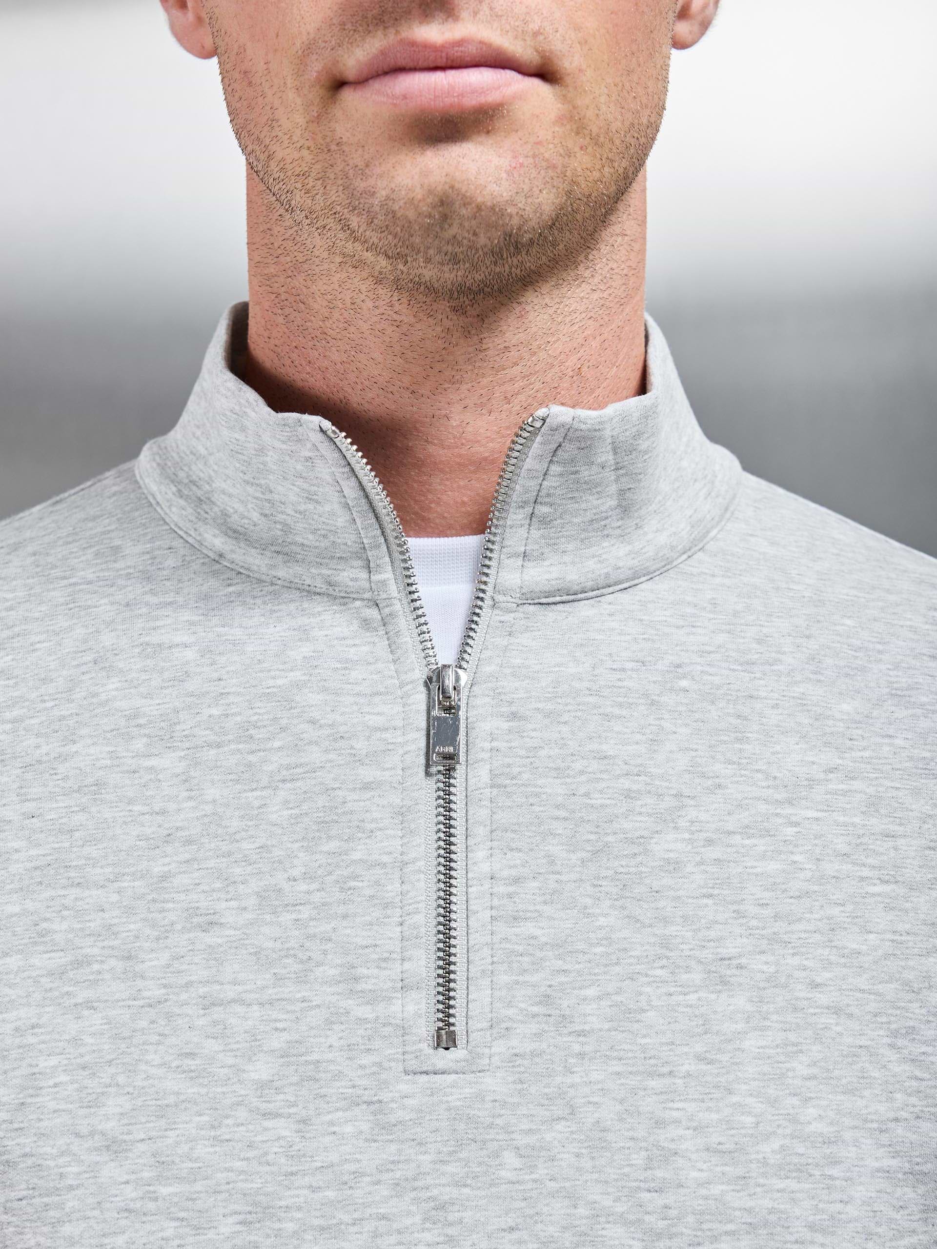 Interlock Jersey Half Zip in Marl Grey