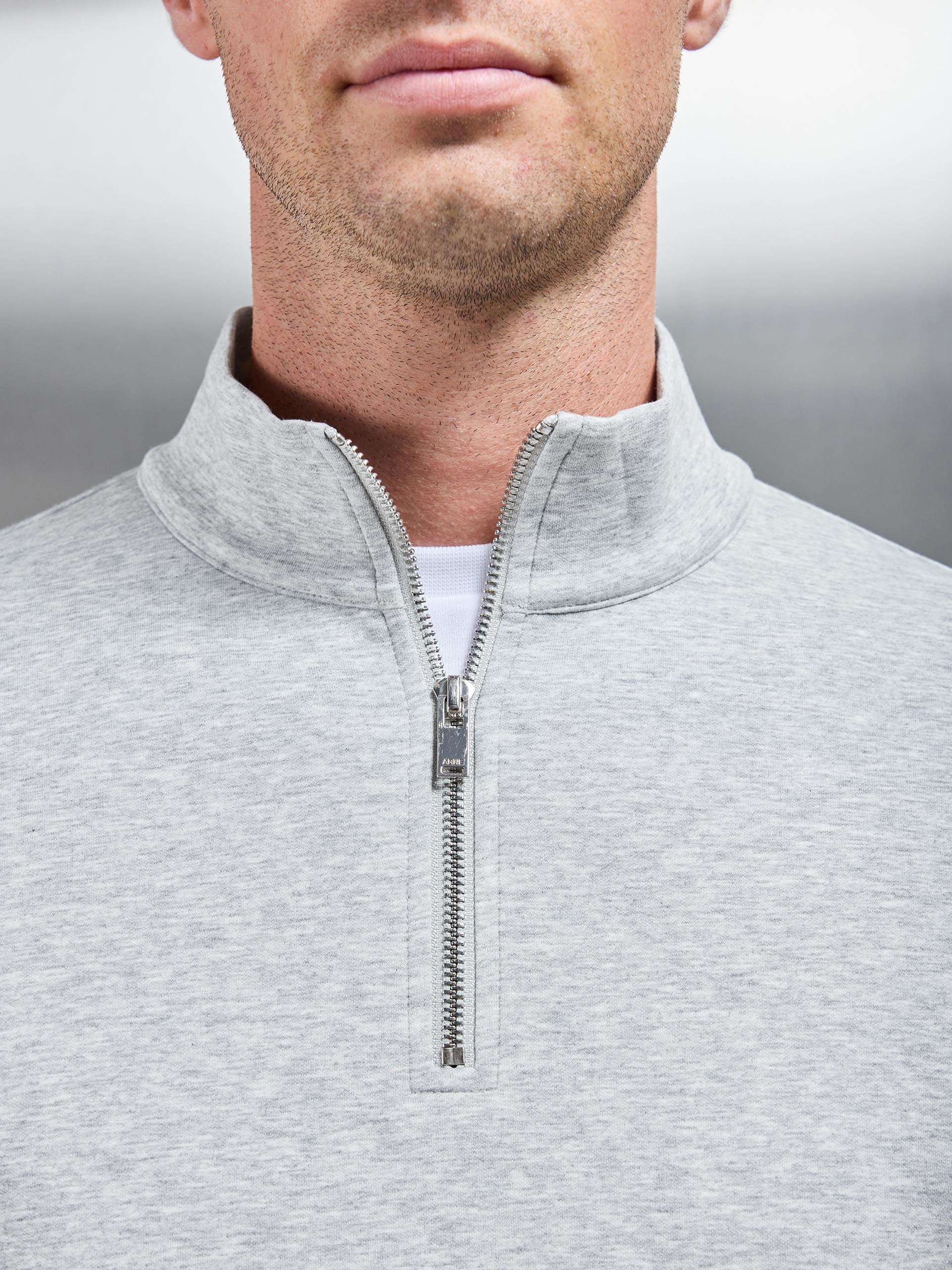 Interlock Jersey Half Zip in Marl Grey