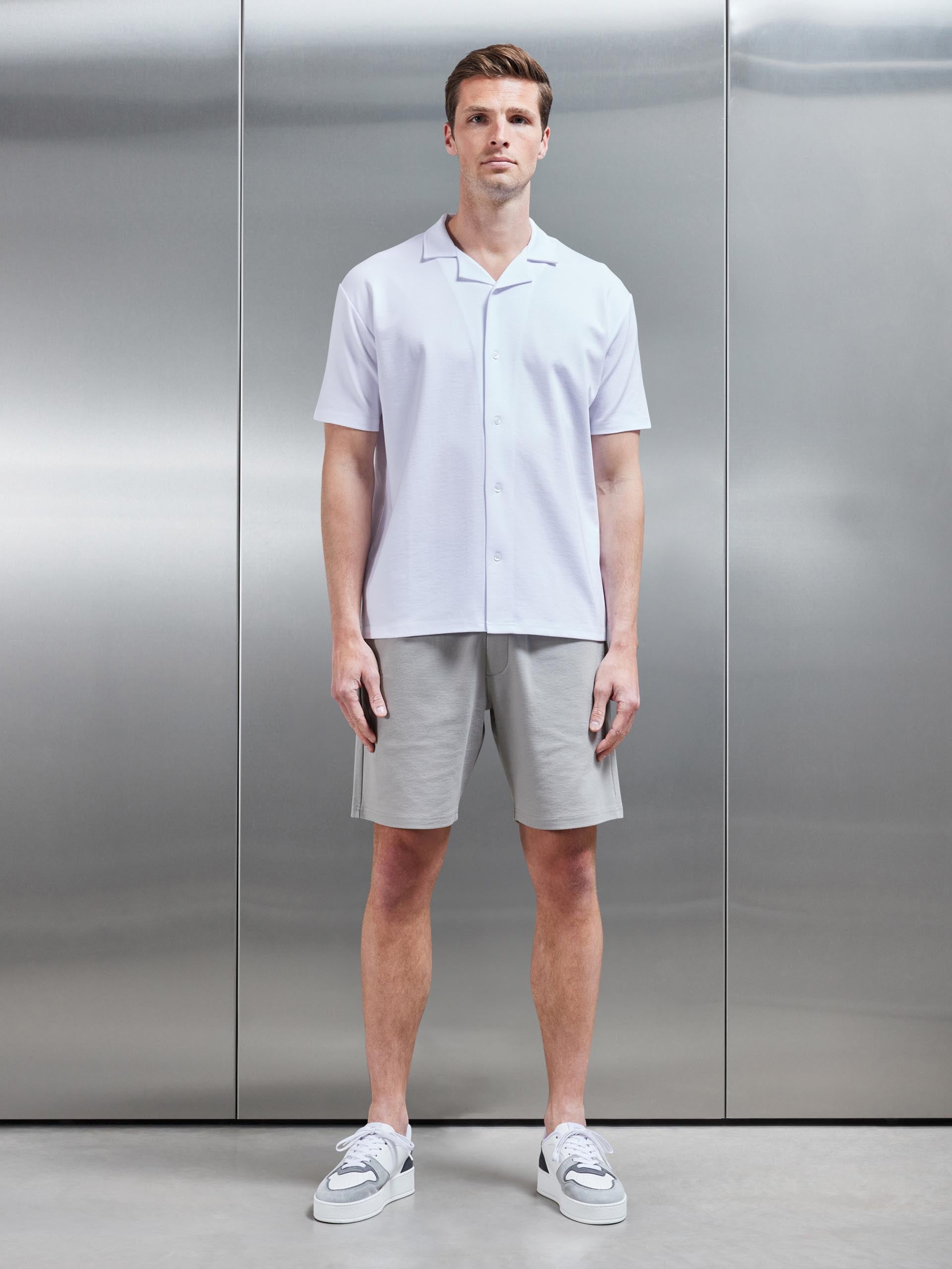 Interlock Relaxed Fit Revere Collar Shirt in White