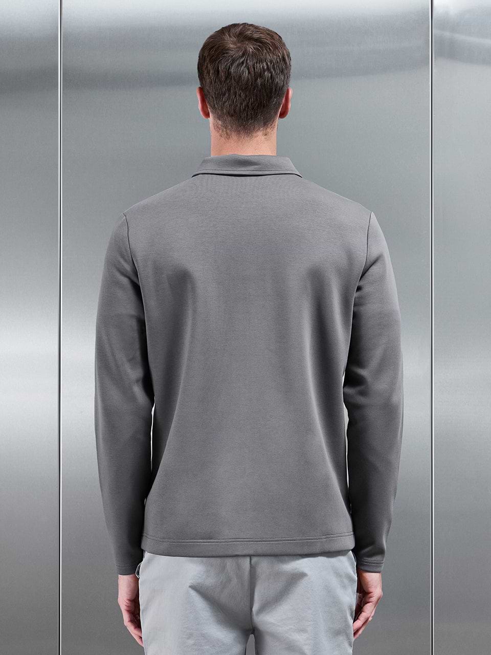 Interlock Jersey Pocket Zip Through Overshirt in Charcoal