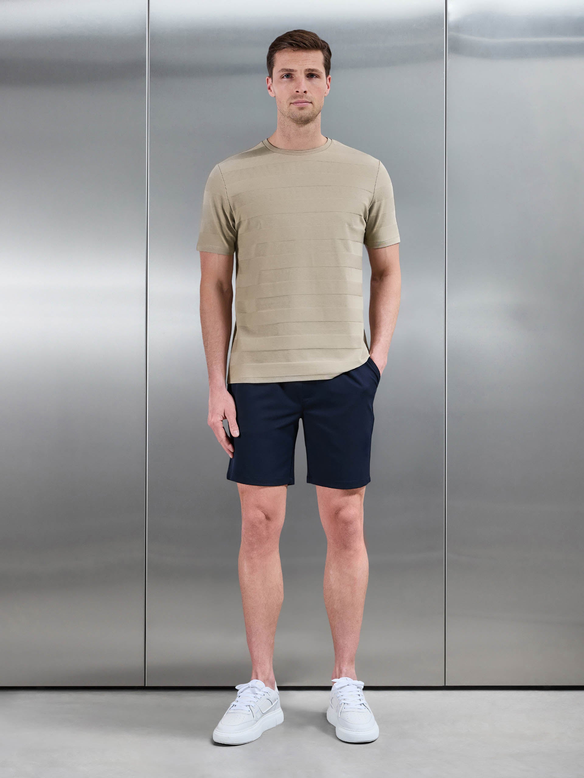 Jacquard Stripe T-Shirt in Stone