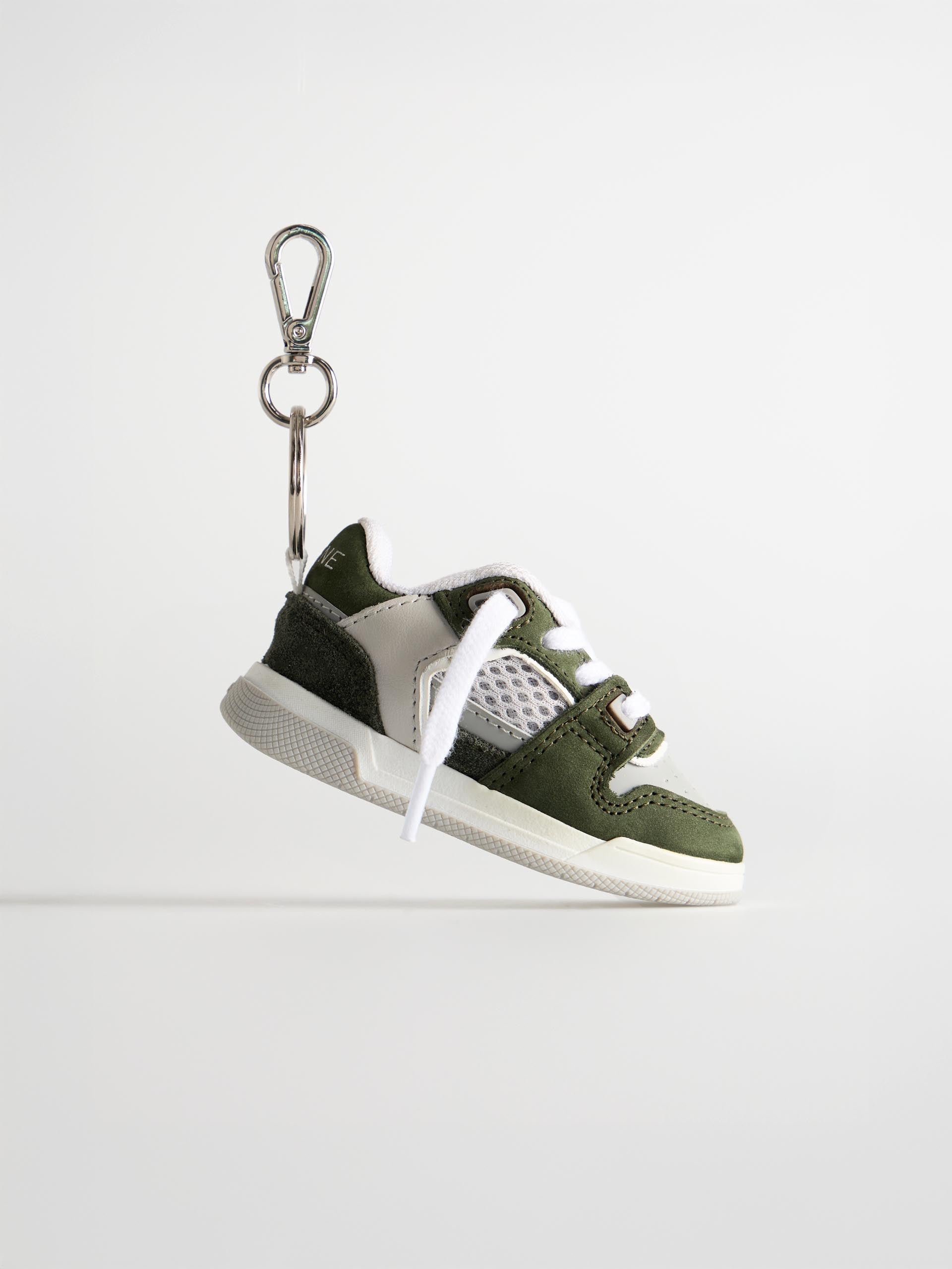 Basket Trainer Keychain in Grey Olive