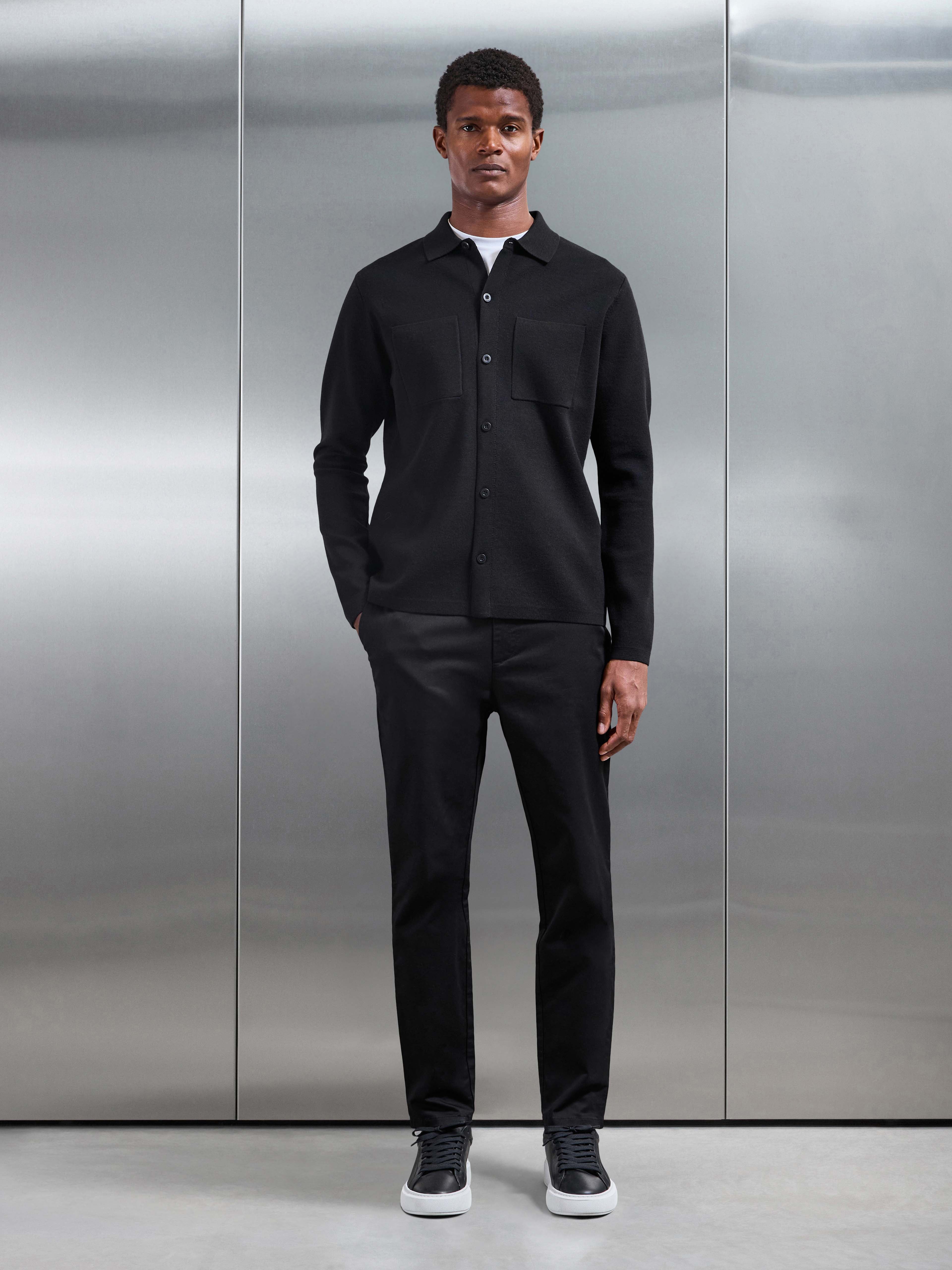 Knitted Overshirt in Black