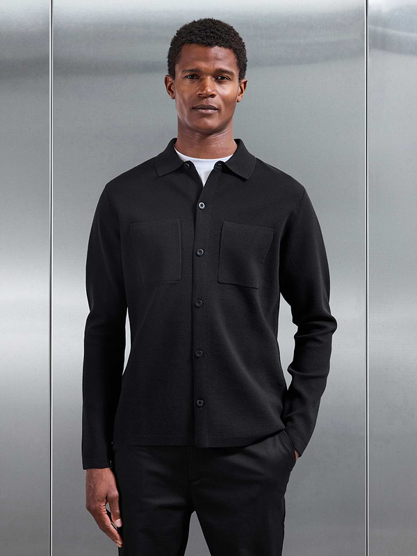 Knitted Overshirt in Black
