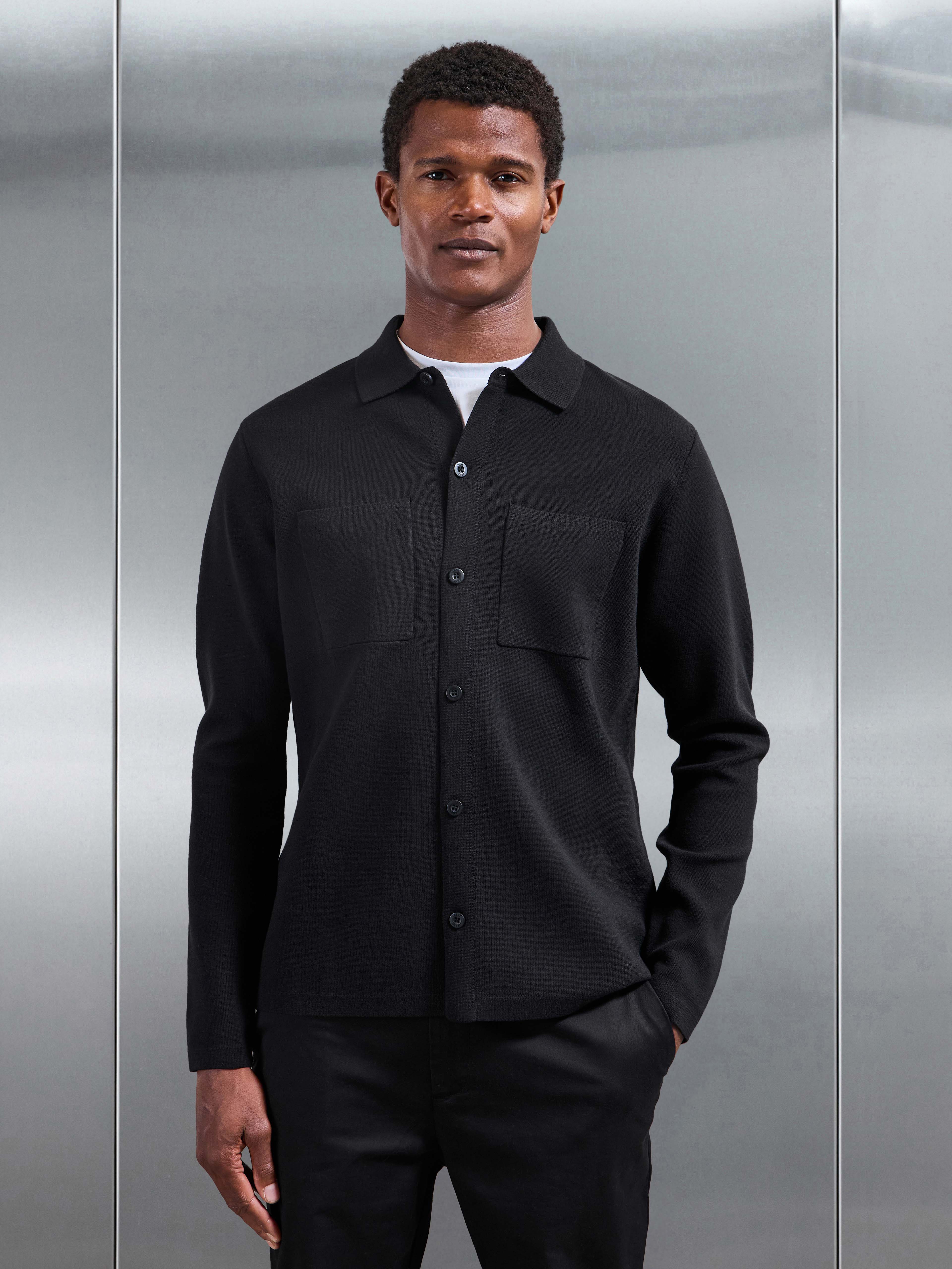 Knitted Overshirt in Black