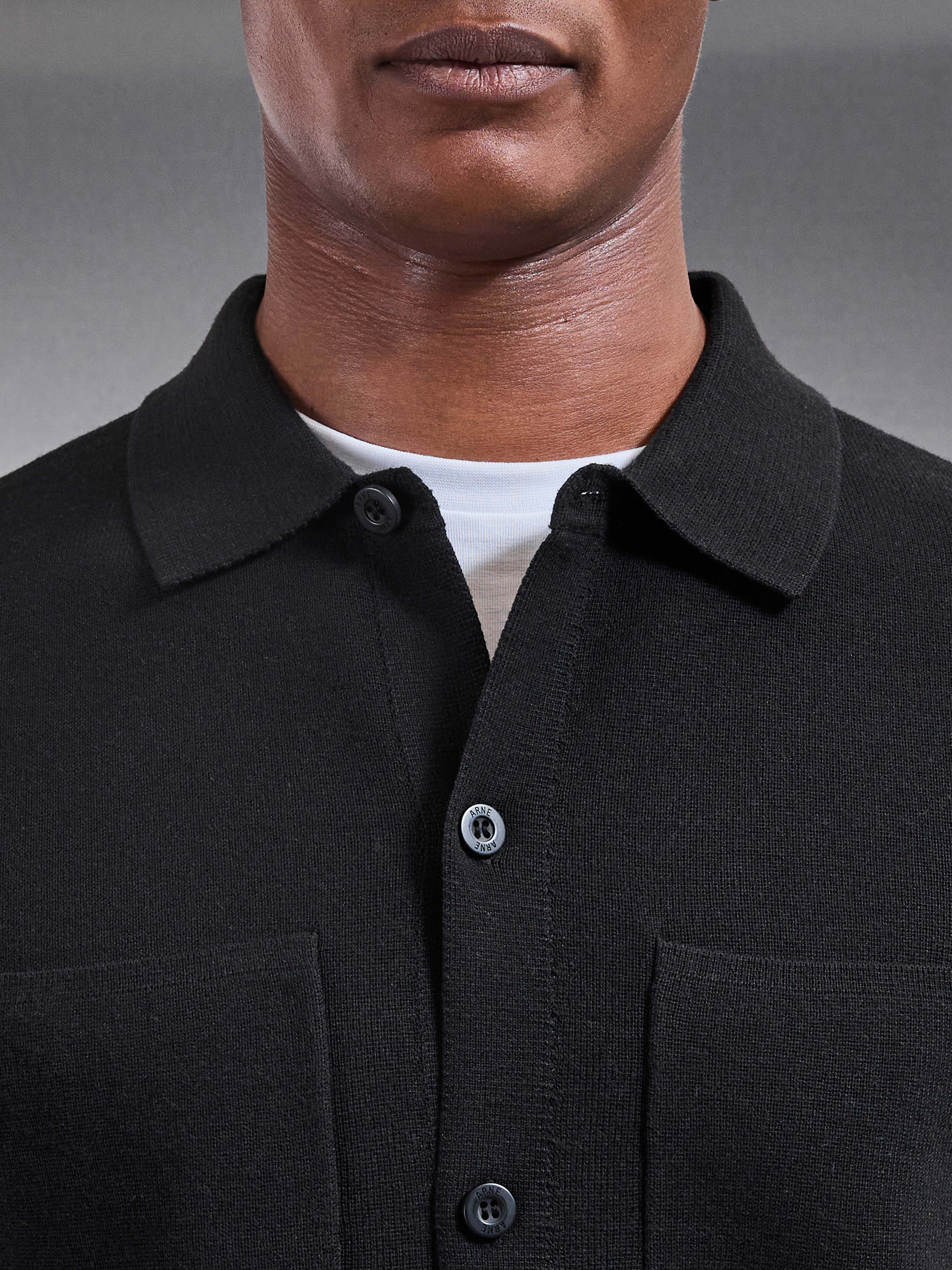 Knitted Overshirt in Black