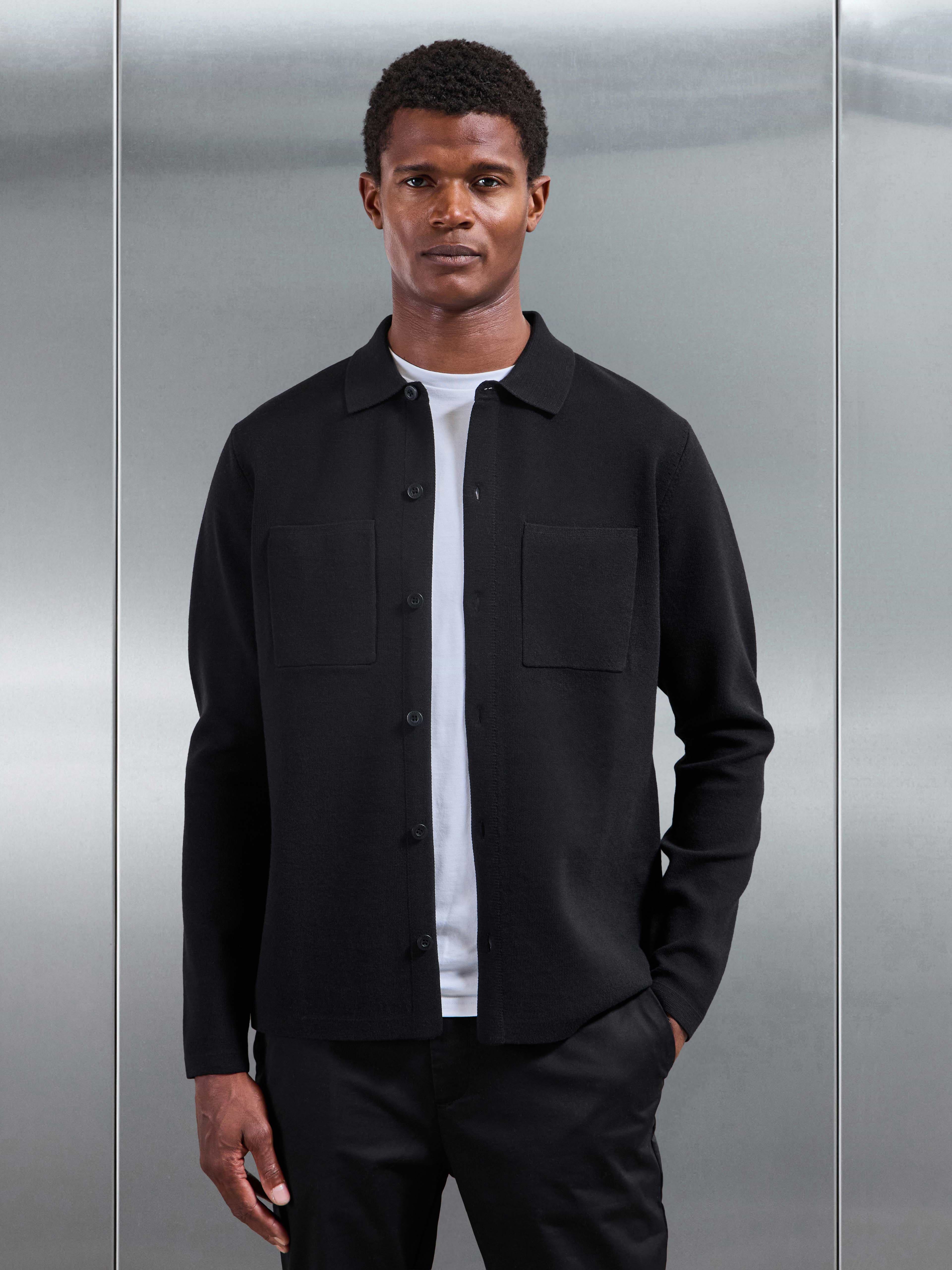 Knitted Overshirt in Black