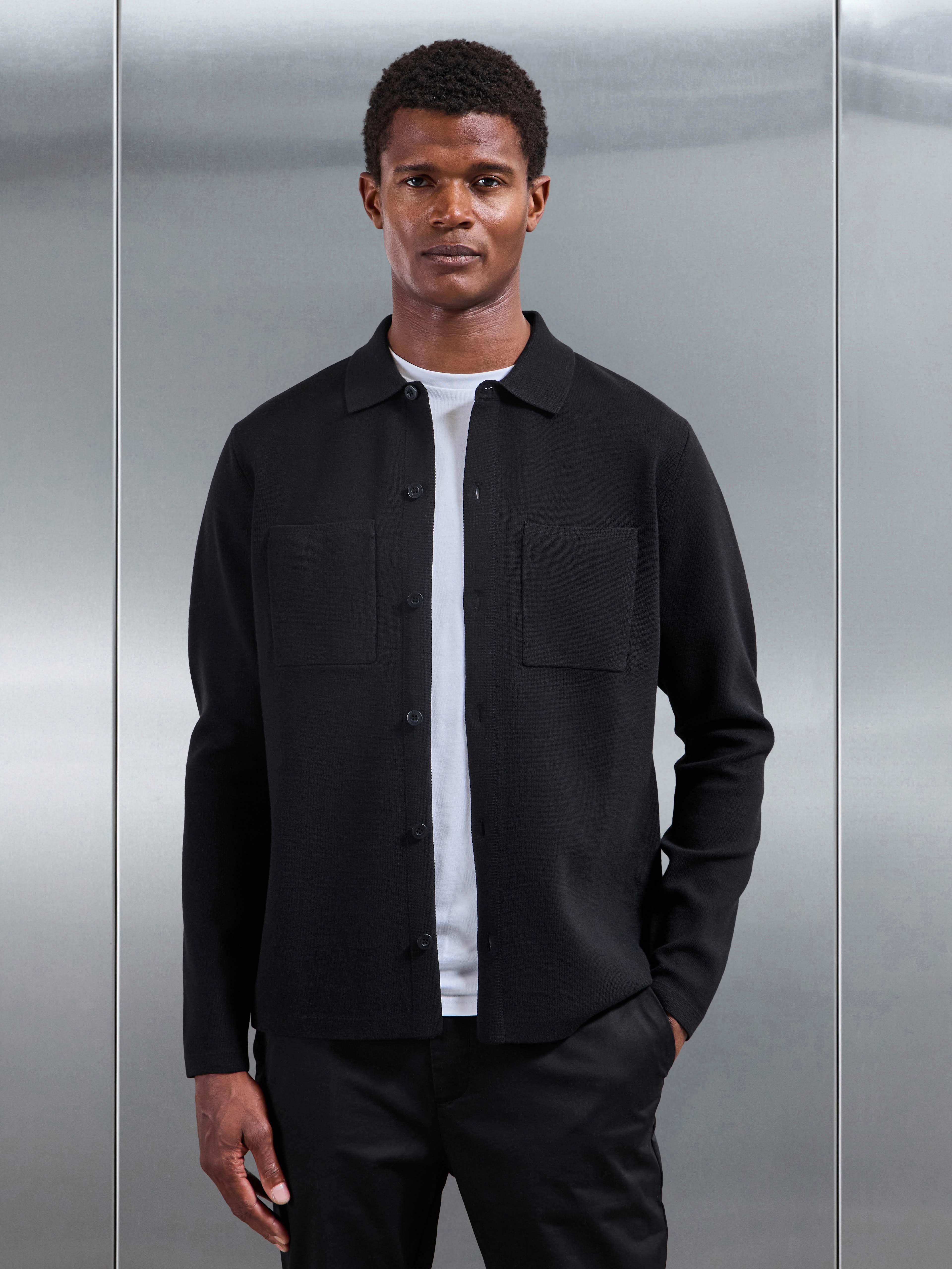 Knitted Overshirt in Black