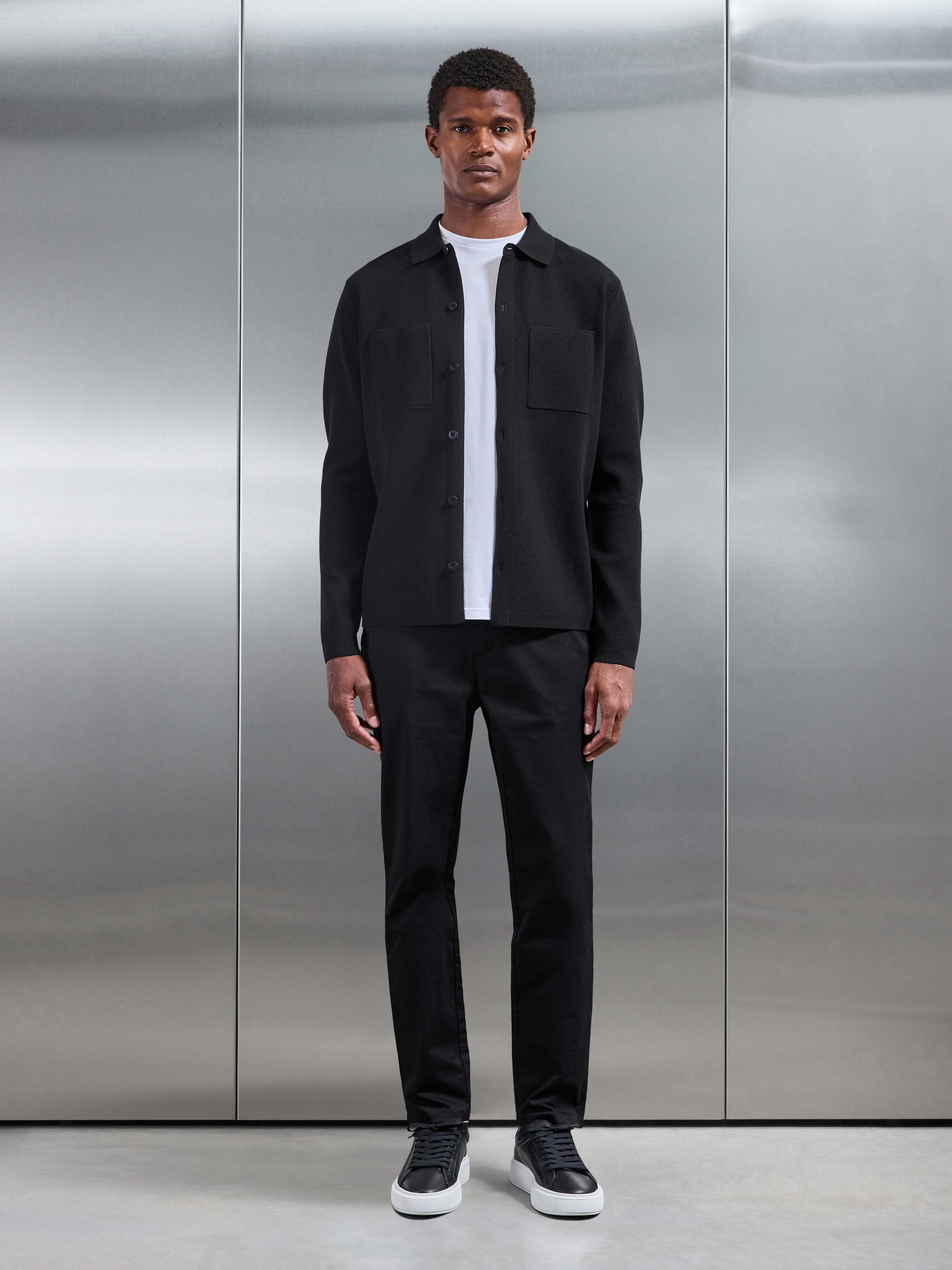 Knitted Overshirt in Black