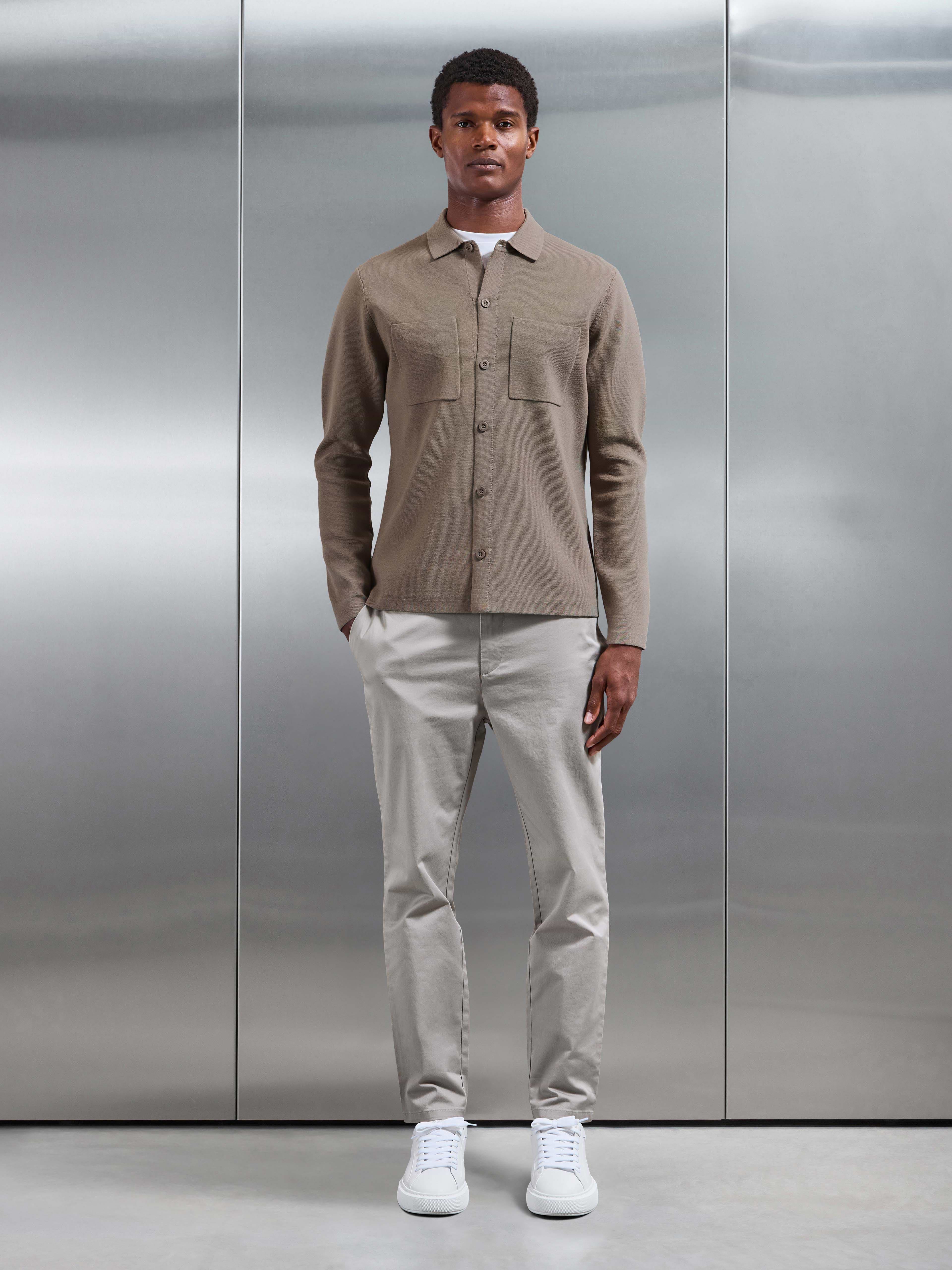 Knitted Overshirt in Taupe