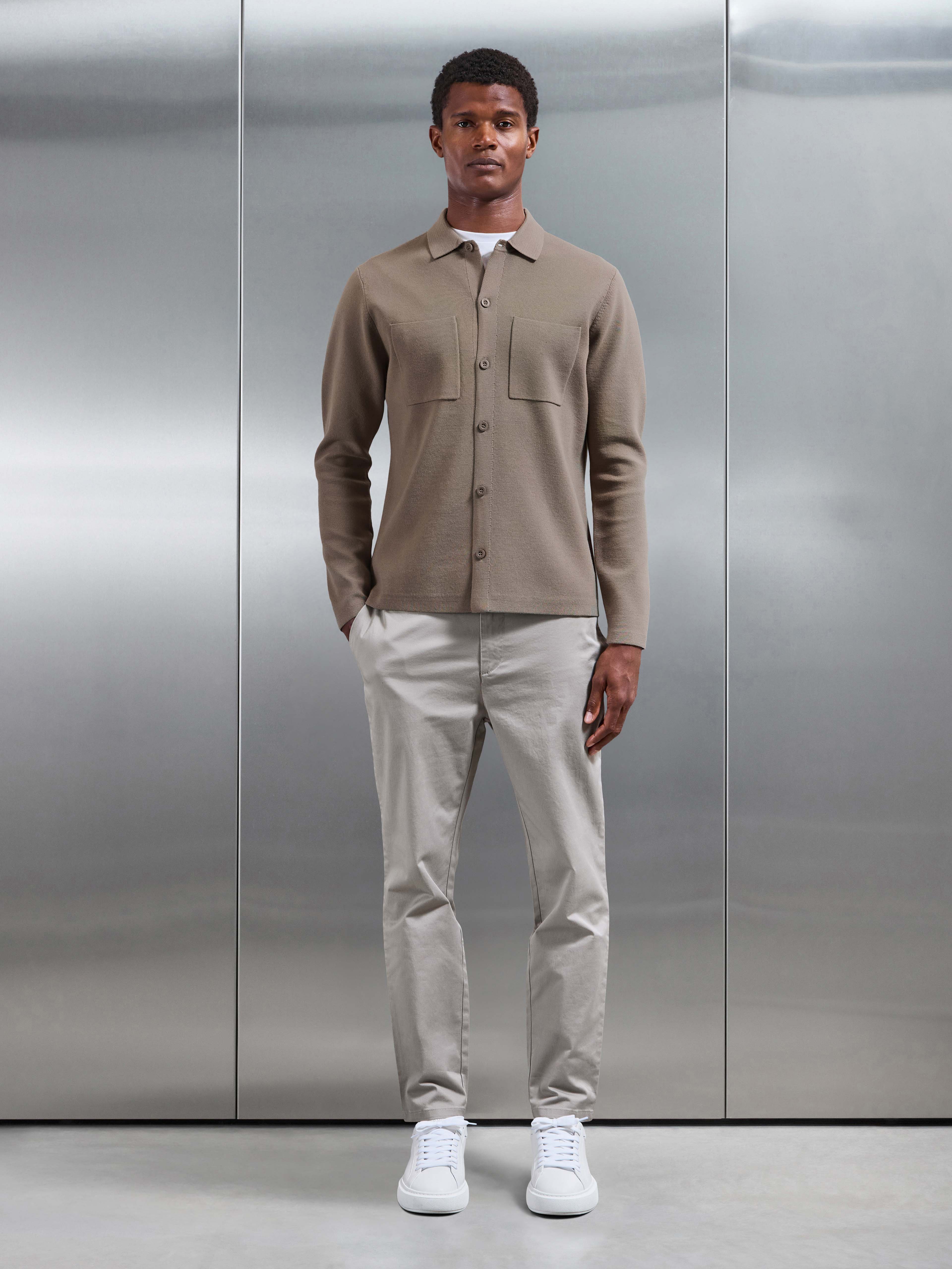 Knitted Overshirt in Taupe